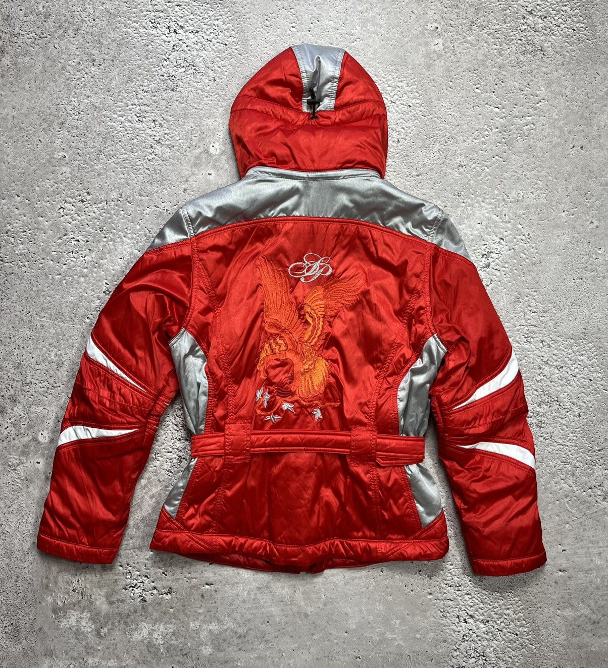 Sportalm Kitzbuhel Vintage Sportalm Red Silver Ski Jacket Belted Hooded Size 40 Size M / US 6-8 / IT 42-44 - 21 Thumbnail