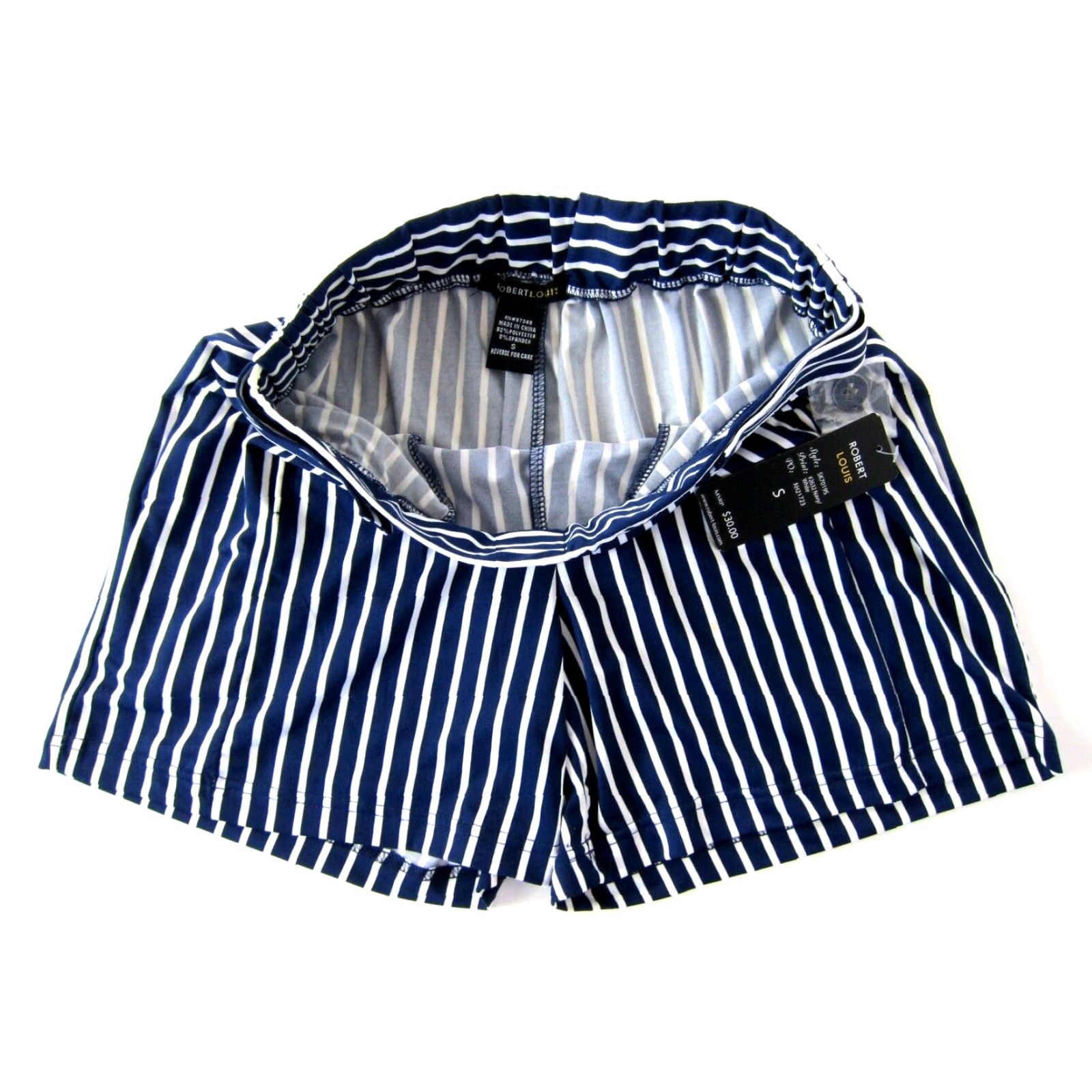 Vintage NWT Robert Louis Navy Blue White Stripe Stretch High Rise Pocket Sailor Shorts S Size 28" / US 6 / IT 42 - 6 Thumbnail