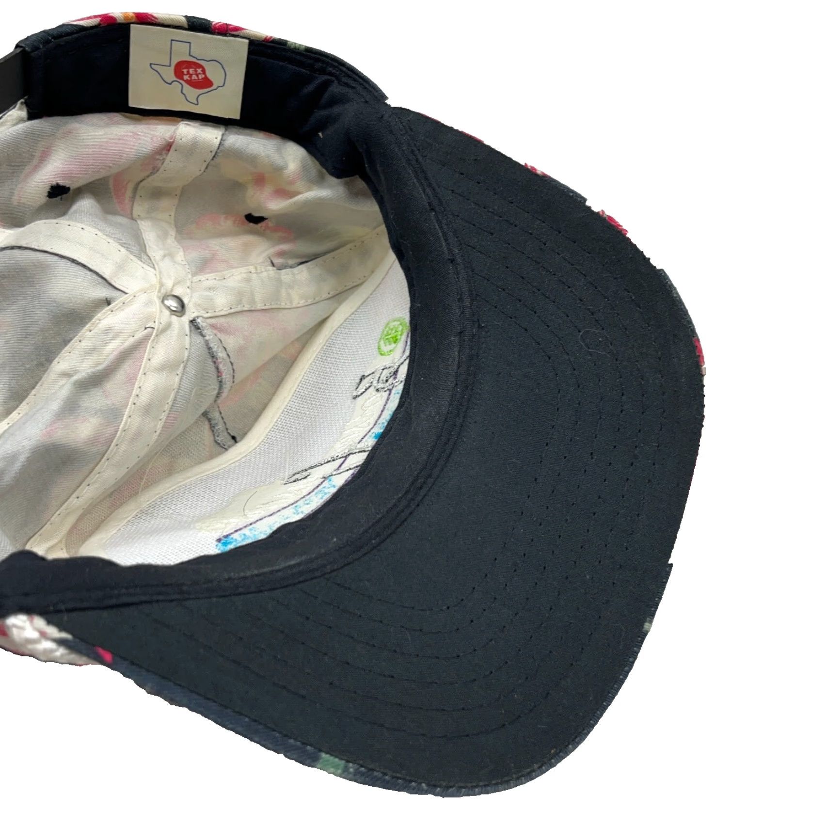 Pinko VINTAGE Desiner Award Headwear Hat Snapback Black Pink Floral Hawaiian Rope 80s 90s Retro Men One Size Cap Size ONE SIZE - 6 Thumbnail