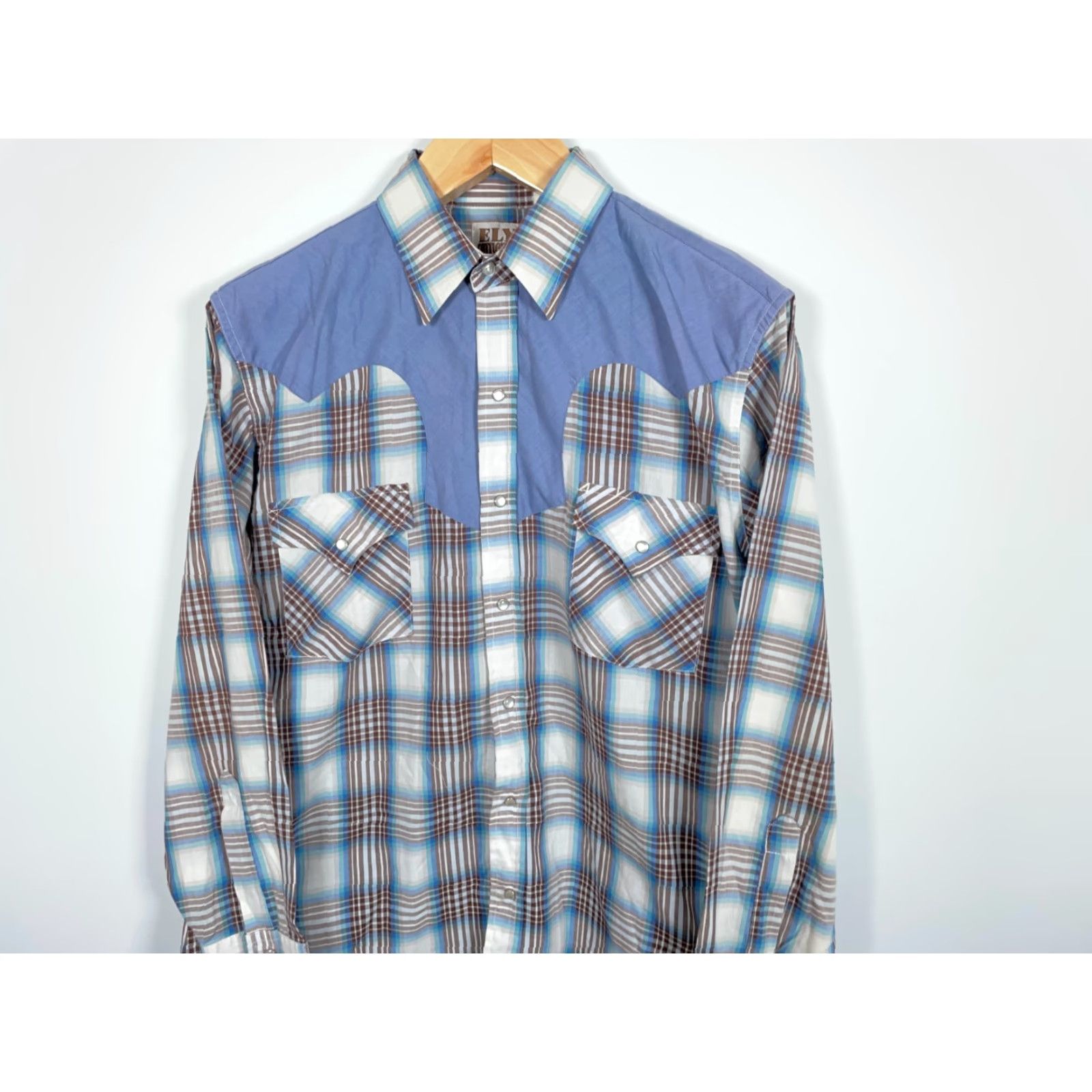 Vintage Ely Cattleman Western Shirt Men's Large Plaid Two Tone Pearl Snap Cowboy Size US L / EU 52-54 / 3 - 4 Thumbnail