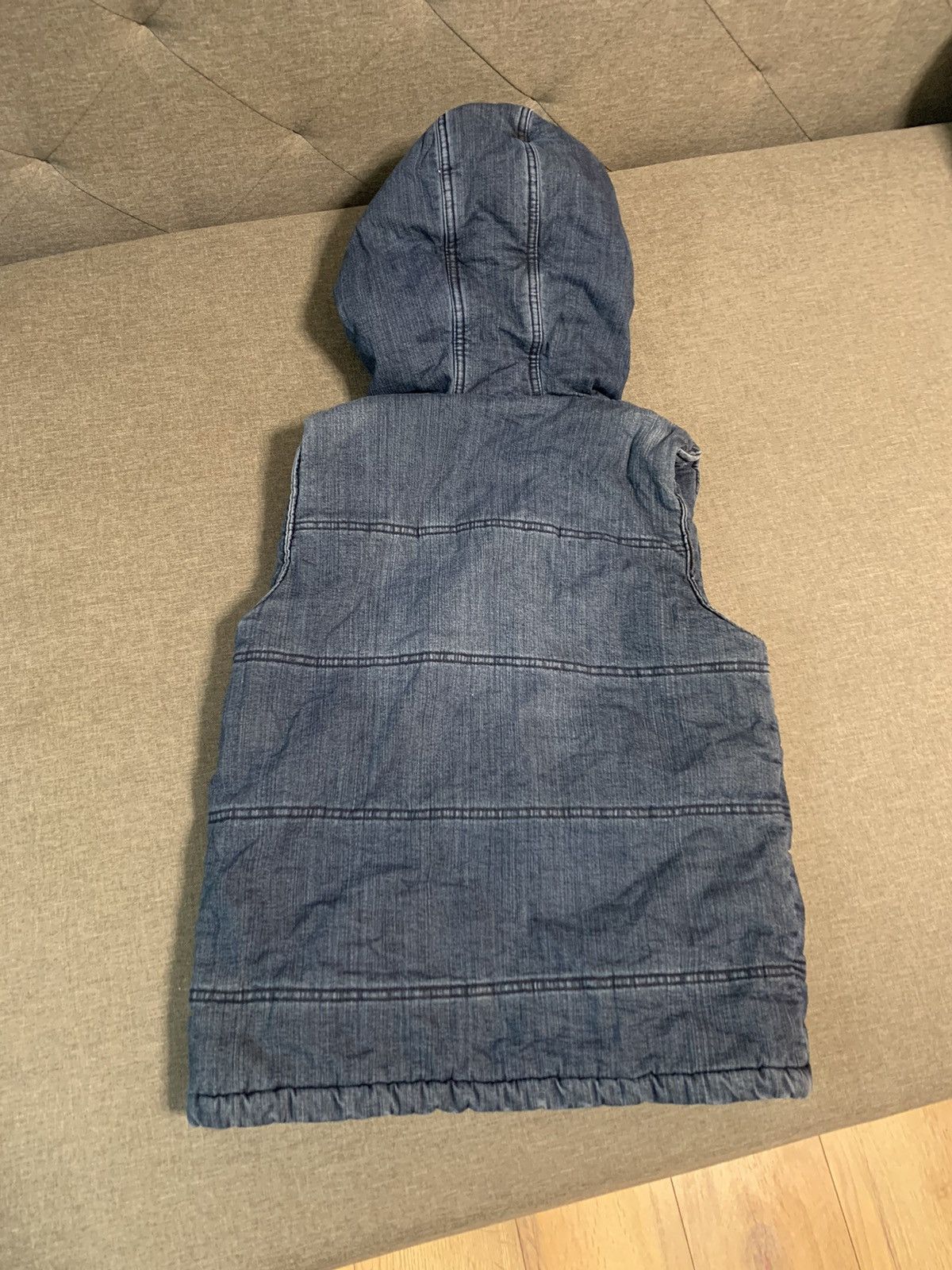 Japanese Brand Full Glow Blue Denim Puffer Vest Size US M / EU 48-50 / 2 - 9 Thumbnail