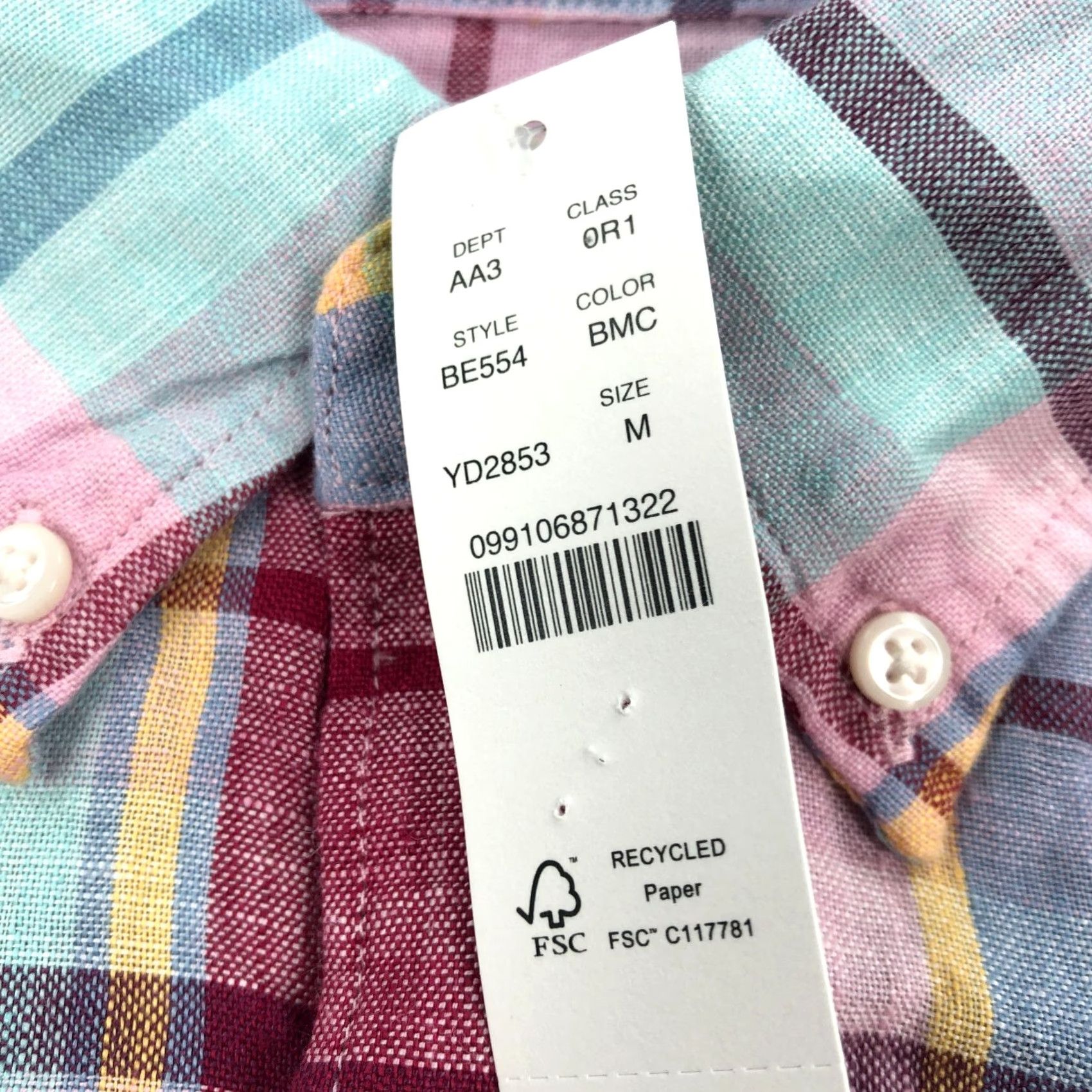 J.Crew NWT J. Crew Linen Shirt Mens Medium Baird McNutt Irish Plaid NEW Shirt Mulitcolor (adjusted) Size US M / EU 48-50 / 2 - 4 Thumbnail