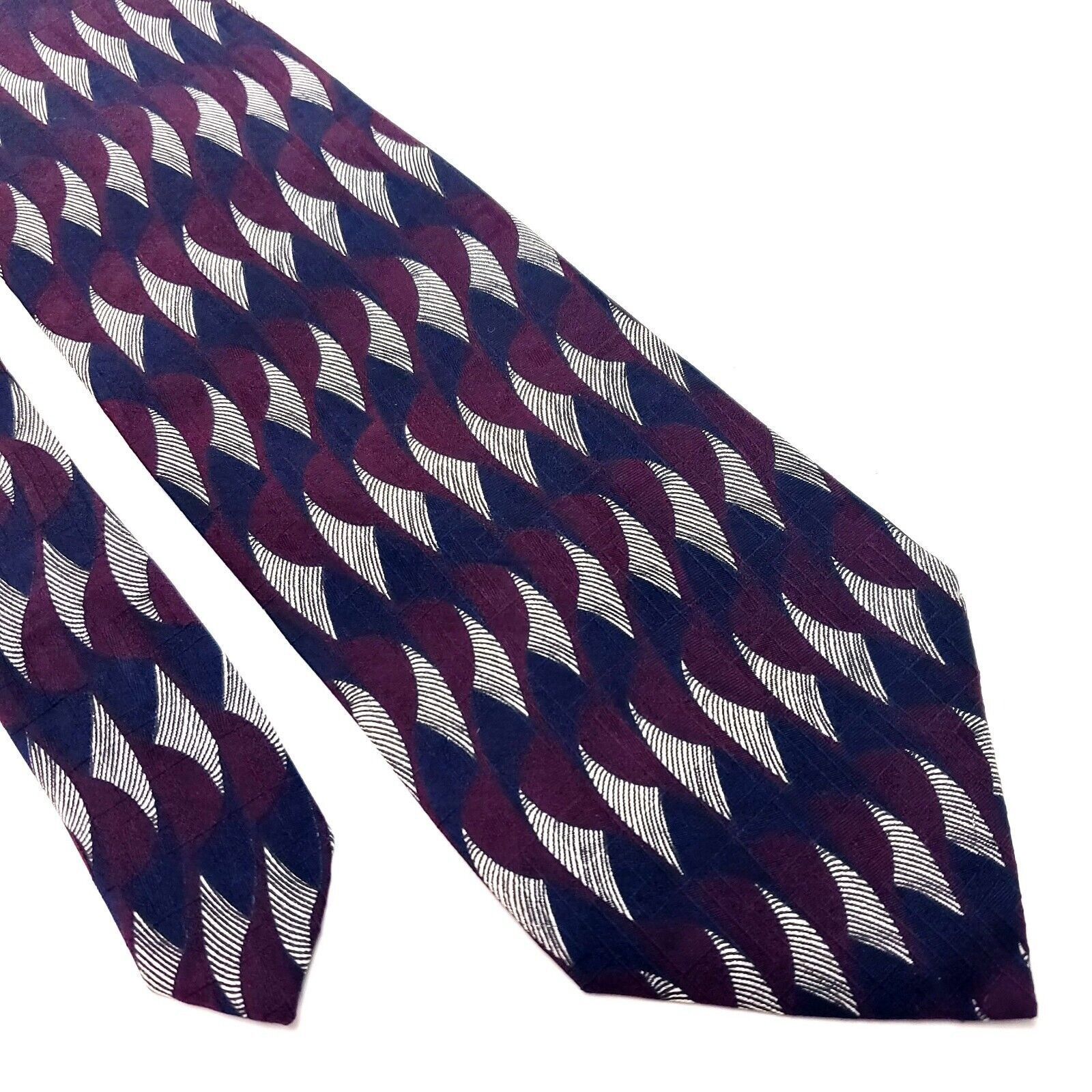 Vintage Ferrell Reed Silk Tie Red Blue Geometric England Wide Size ONE SIZE - 1 Thumbnail