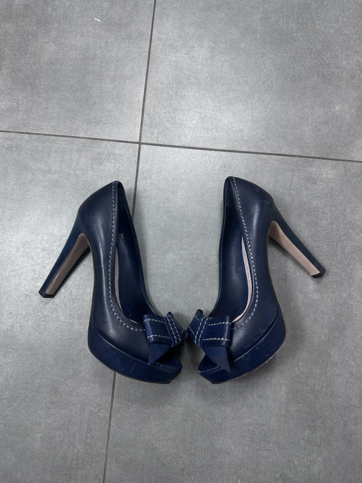 Vintage Miu Miu PeepToe Heels perforated cocard dot holes
