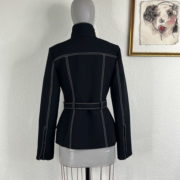 Kenzo × Vintage KENZO Mandarin Officer Neoprene Belted Midi Jacket Size S / US 4 / IT 40 - 6 Thumbnail