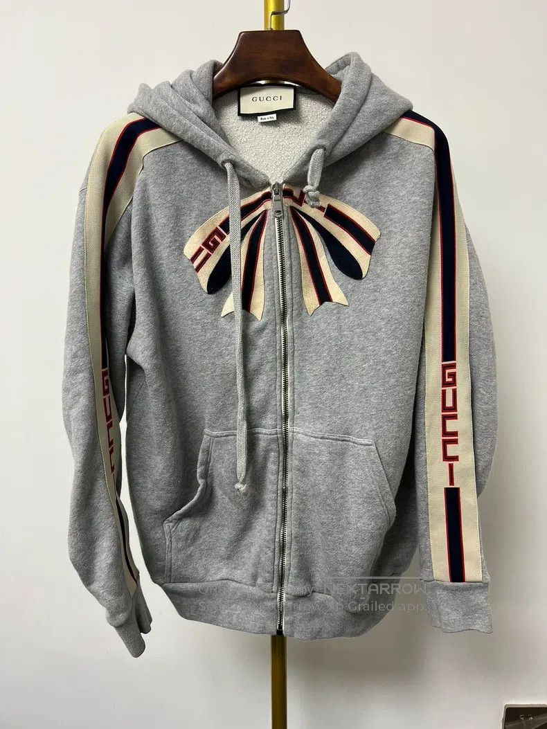 Gucci Gucci Bow Letter Logo Grey Zippered Coat Size S / US 4 / IT 40 - 1 Thumbnail