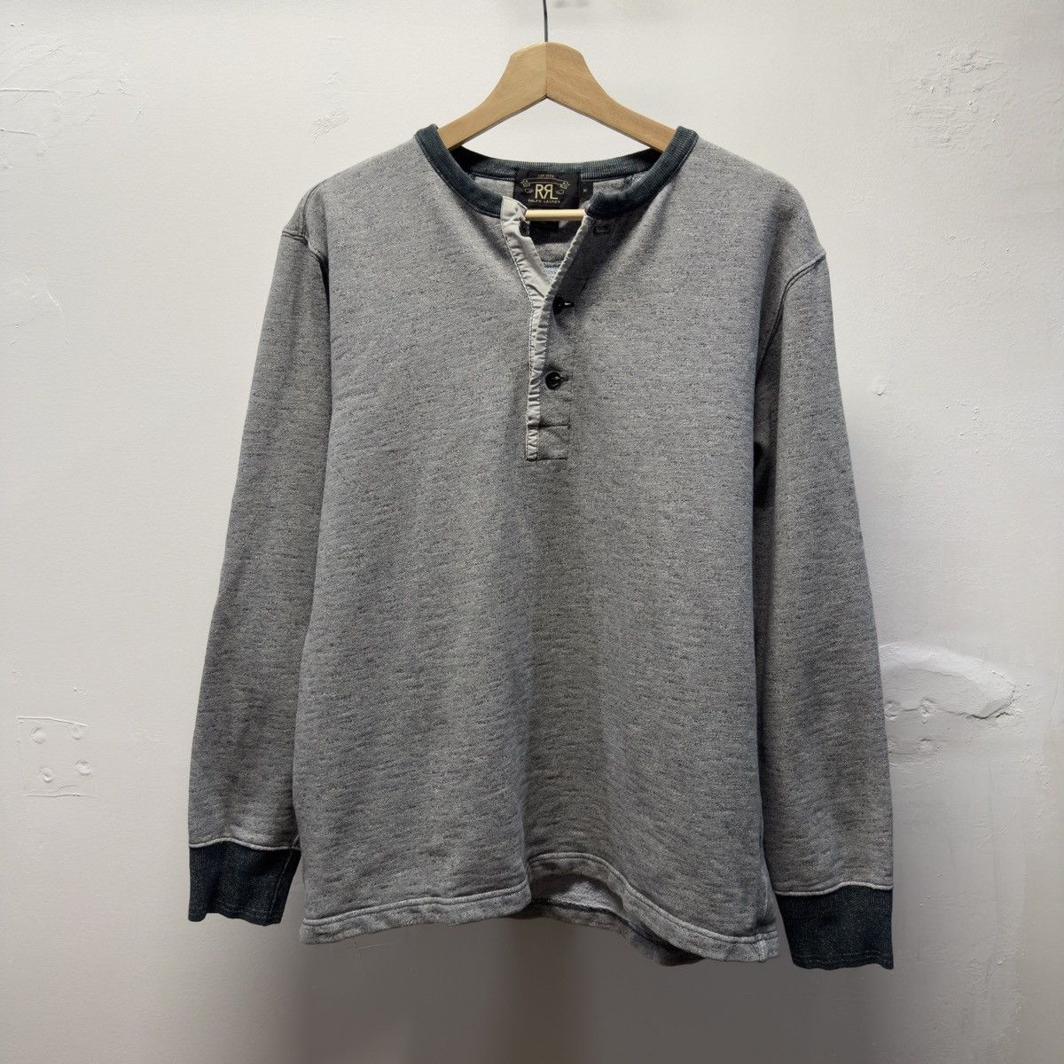RRL Ralph Lauren RRL Faded Grey Henley Sweatshirt ERD Grunge Chrome Size US M / EU 48-50 / 2 - 1 Thumbnail