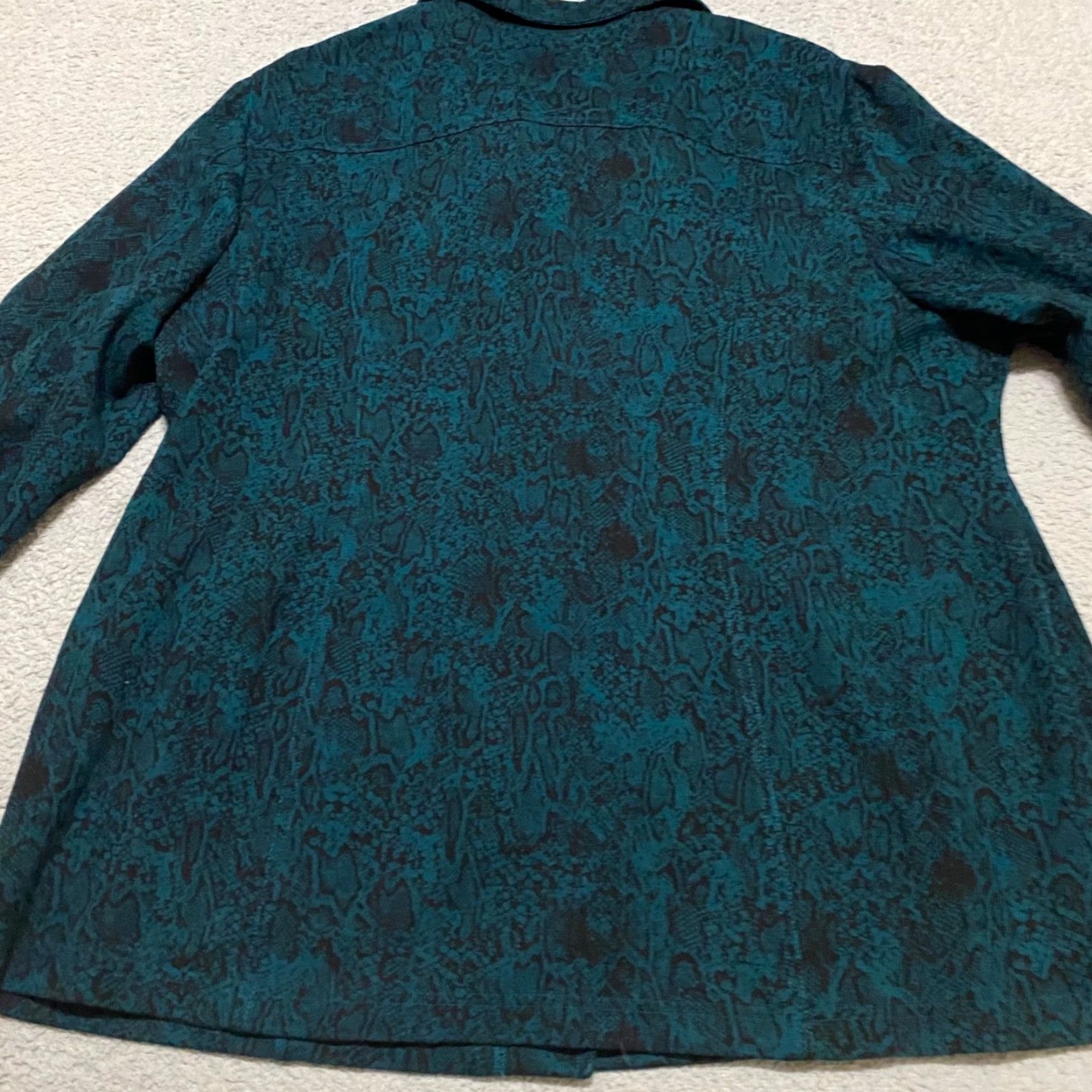 Vintage Chico's Jacket Womens Plus 22 Green Snake Print Full Zip Long Sleeve Jacket Size 3XL / US 20-22 - 2 Thumbnail