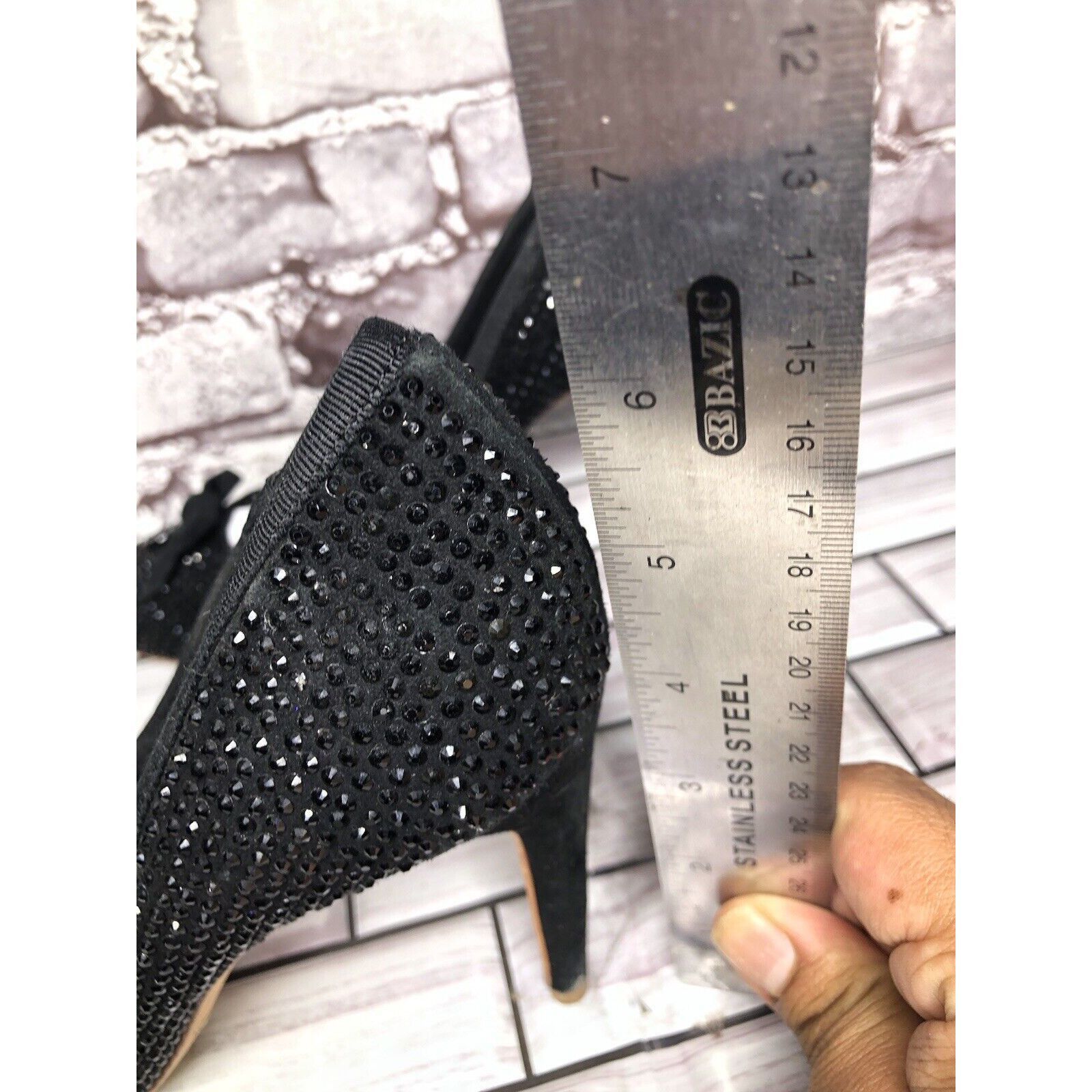 Tory Burch Tory Burch Phoenix Black Pump Rhinestone Soho Lux Suede Wome Size US 7.5 / IT 37.5 - 11 Thumbnail