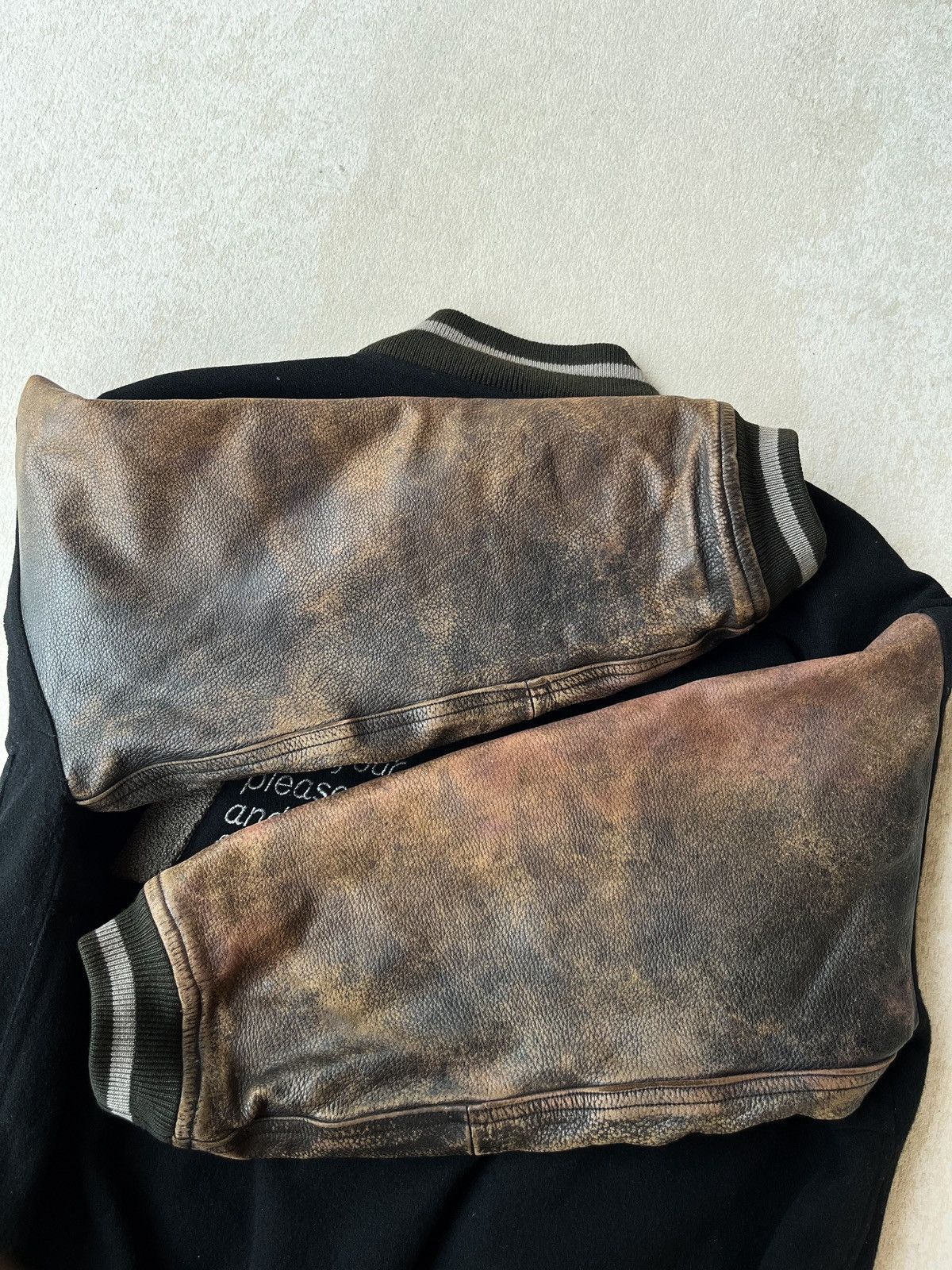 Issey Miyake 1980’s ISSEY MIYAKE Care label Wool/Leather Varsity Bomber Size US XL / EU 56 / 4 - 15 Thumbnail