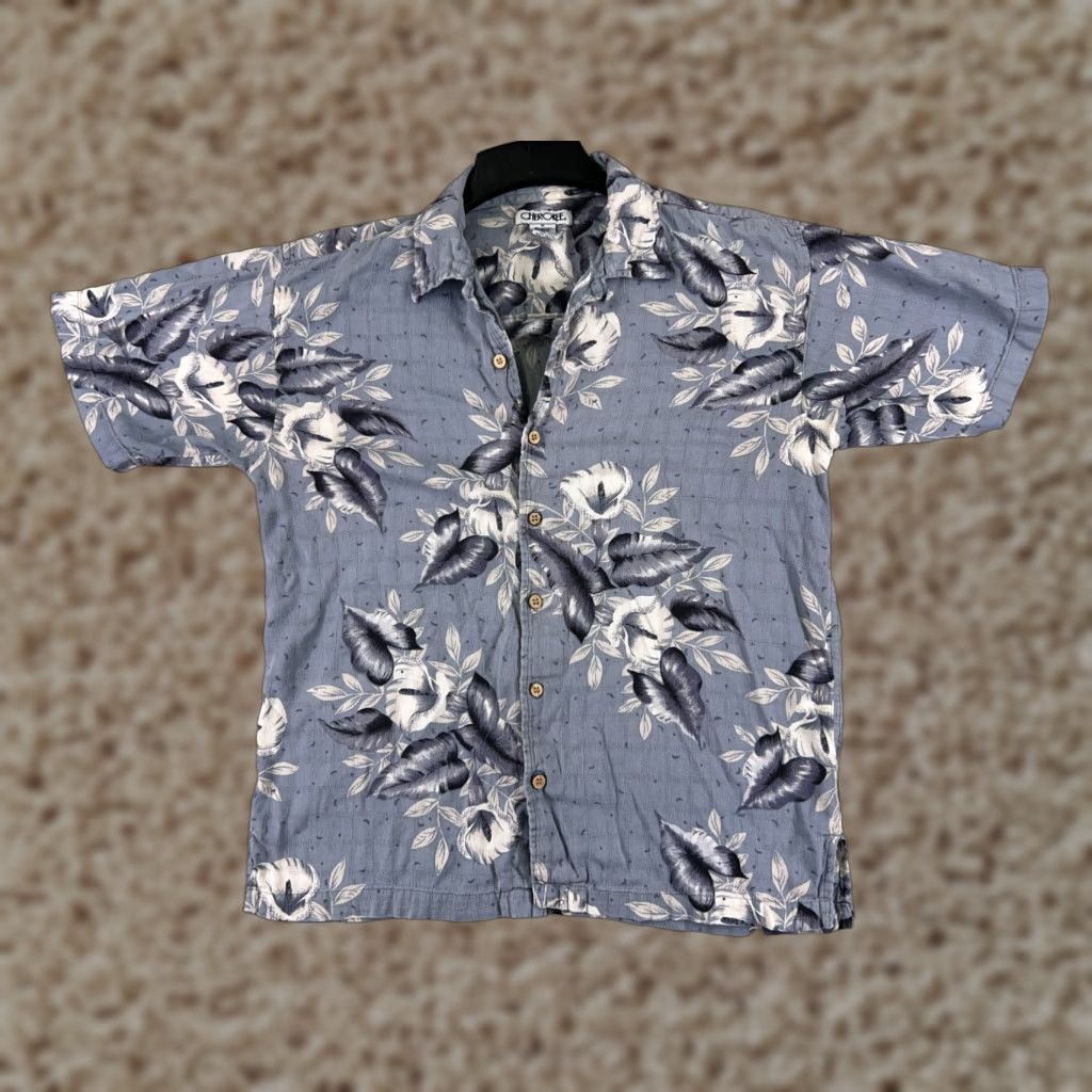 Cherokee Cherokee Shirt Adult Medium Blue Floral Button Up Camp Rayon Blend Short Sleeve Mens Size US M / EU 48-50 / 2 - 1 Thumbnail