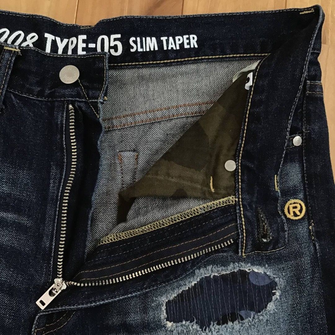 Bape BAPE Damaged Denim Pants MIX camo a bathing ape ★size M Size US 32 / EU 48 - 6 Thumbnail
