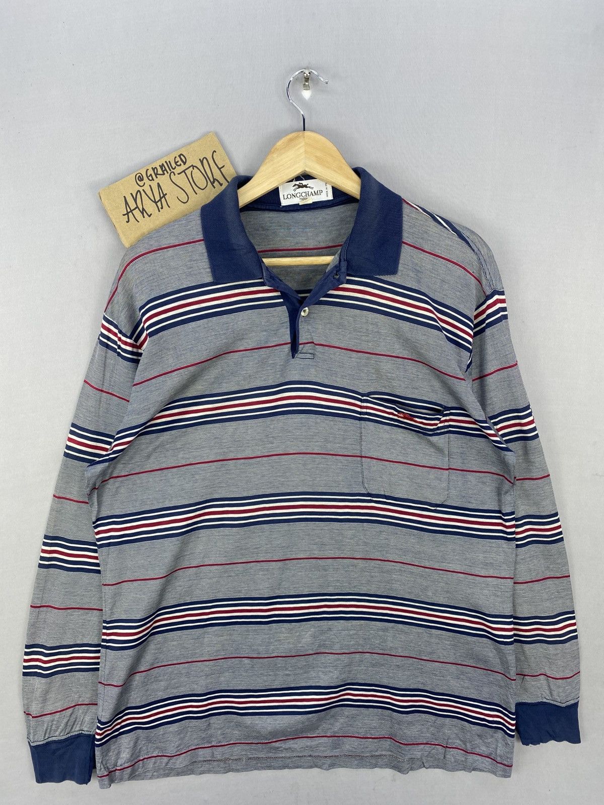 Longchamp Longchamp Horizontal Stripes Polo Tee Long Sleeve Size US M / EU 48-50 / 2 - 1 Thumbnail