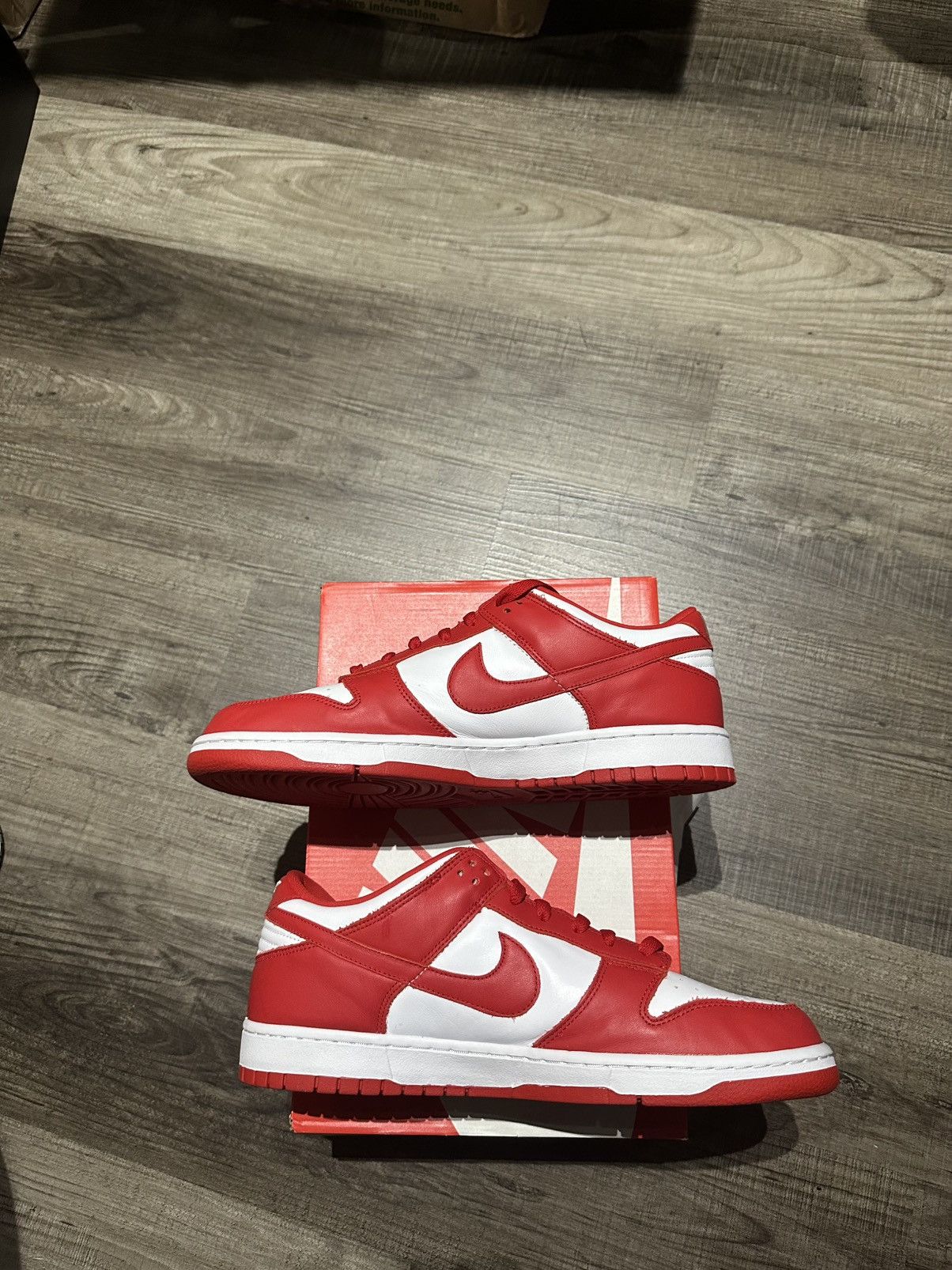 Nike Nike Dunk Low Red White Cu1727-100 Size 12 Used Size US 12 / EU 45 - 2 Thumbnail