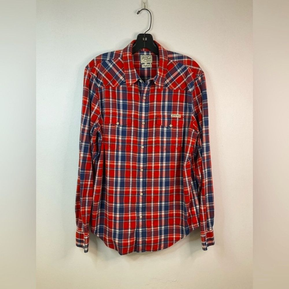 Western Rise LUCKY BRAND Red Plaid Long Sleeve Western Cowboy Pearl Shirt Size US M / EU 48-50 / 2 - 2 Thumbnail