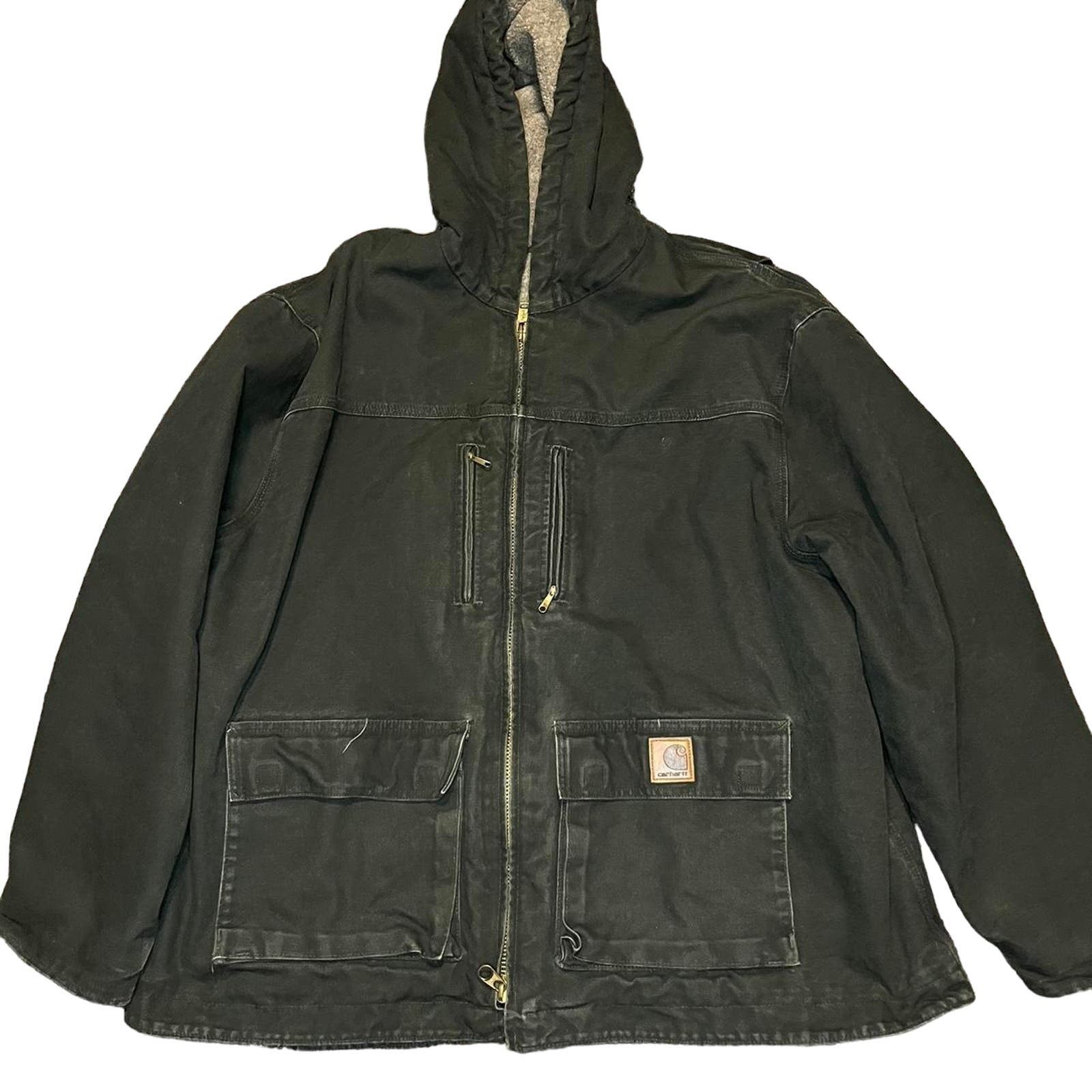 Image of Vintage Olive Green Carhartt Hooded Jacket, Men's (Size 2XL)