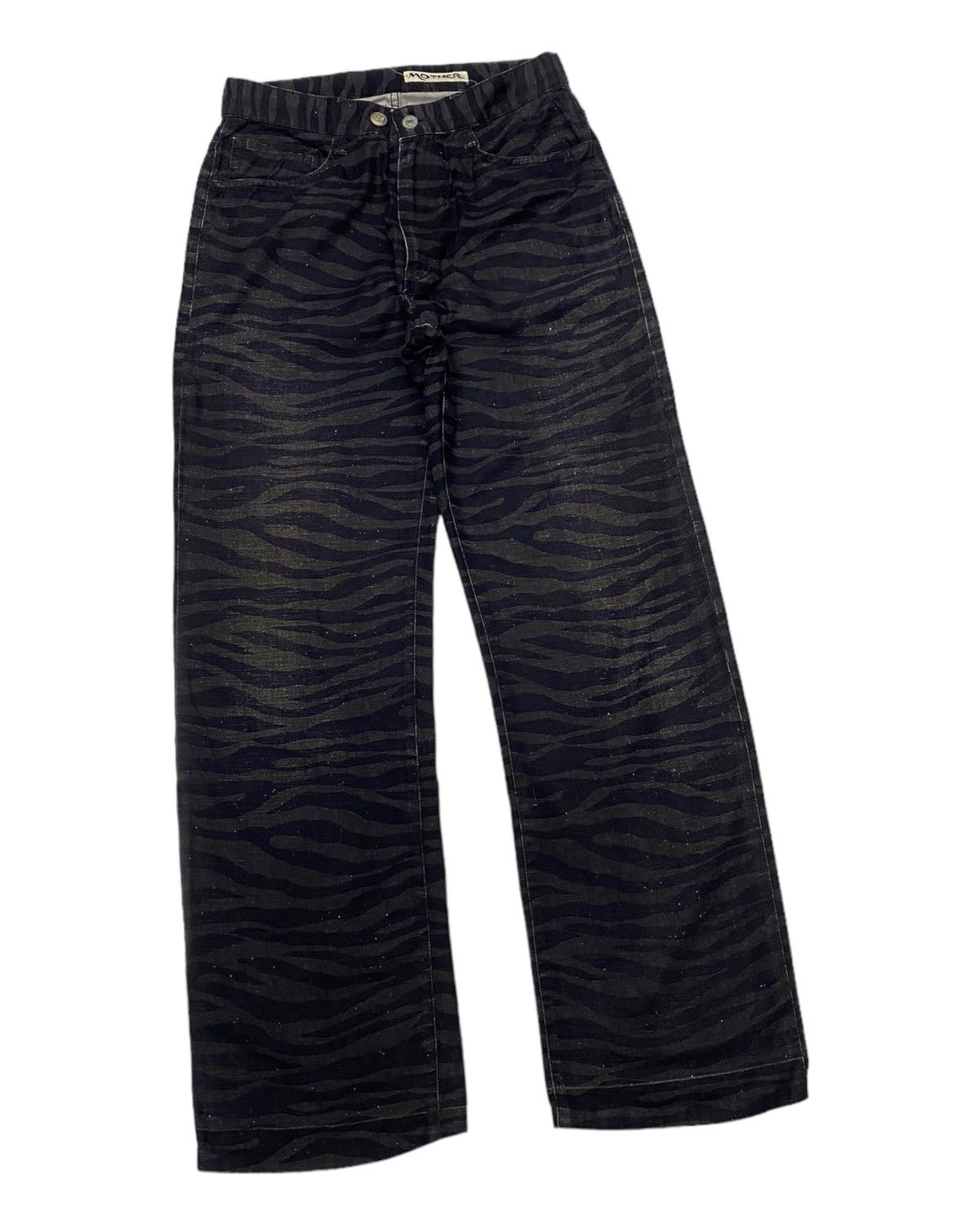 MOTHER TIGER STRIPES BAGGY DISTRESS DENIM JEANS