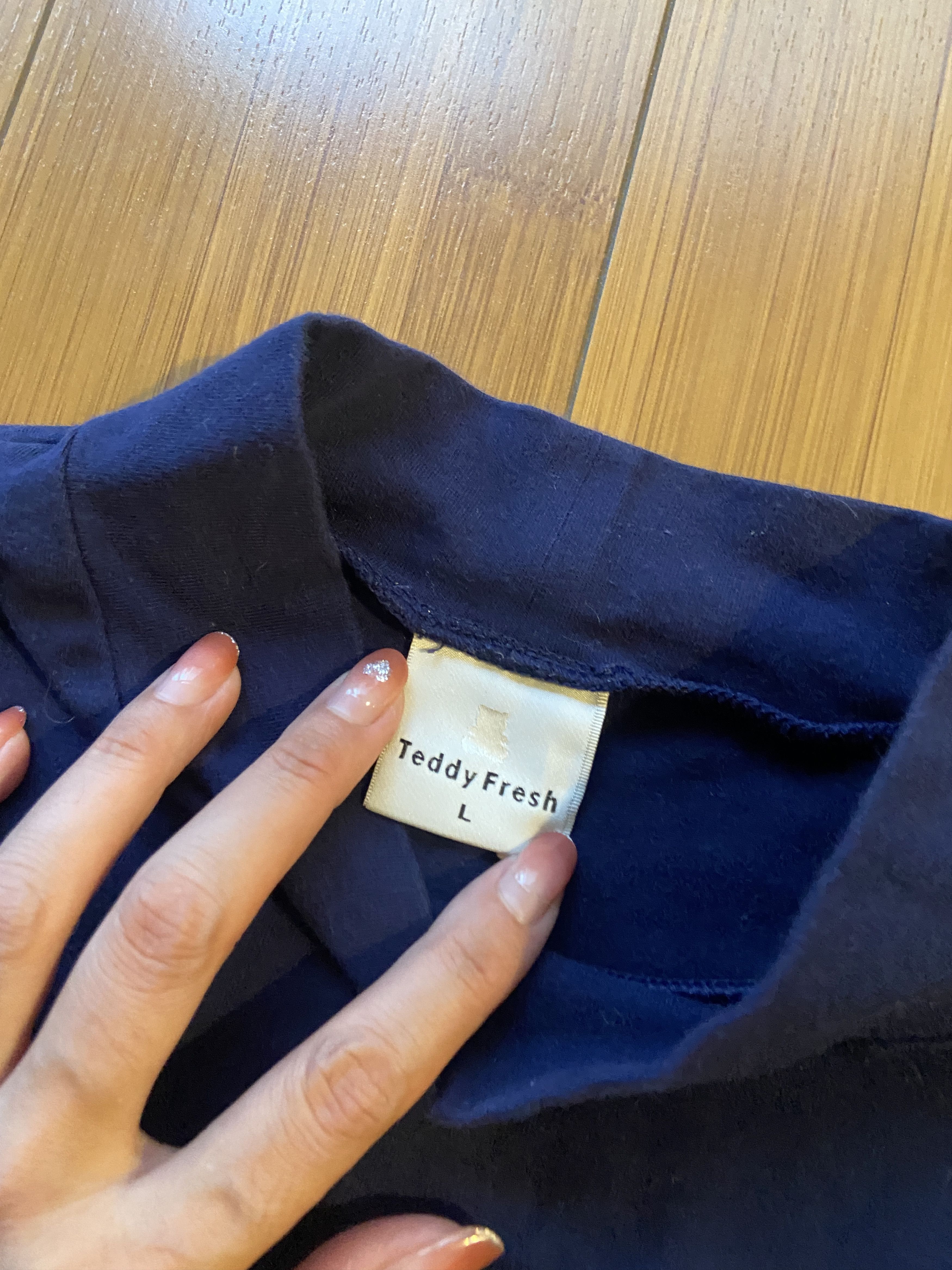 Teddy Fresh Teddy Fresh Navy and Blue Long Sleeve Crop Top - Large Size L / US 10 / IT 46 - 3 Thumbnail