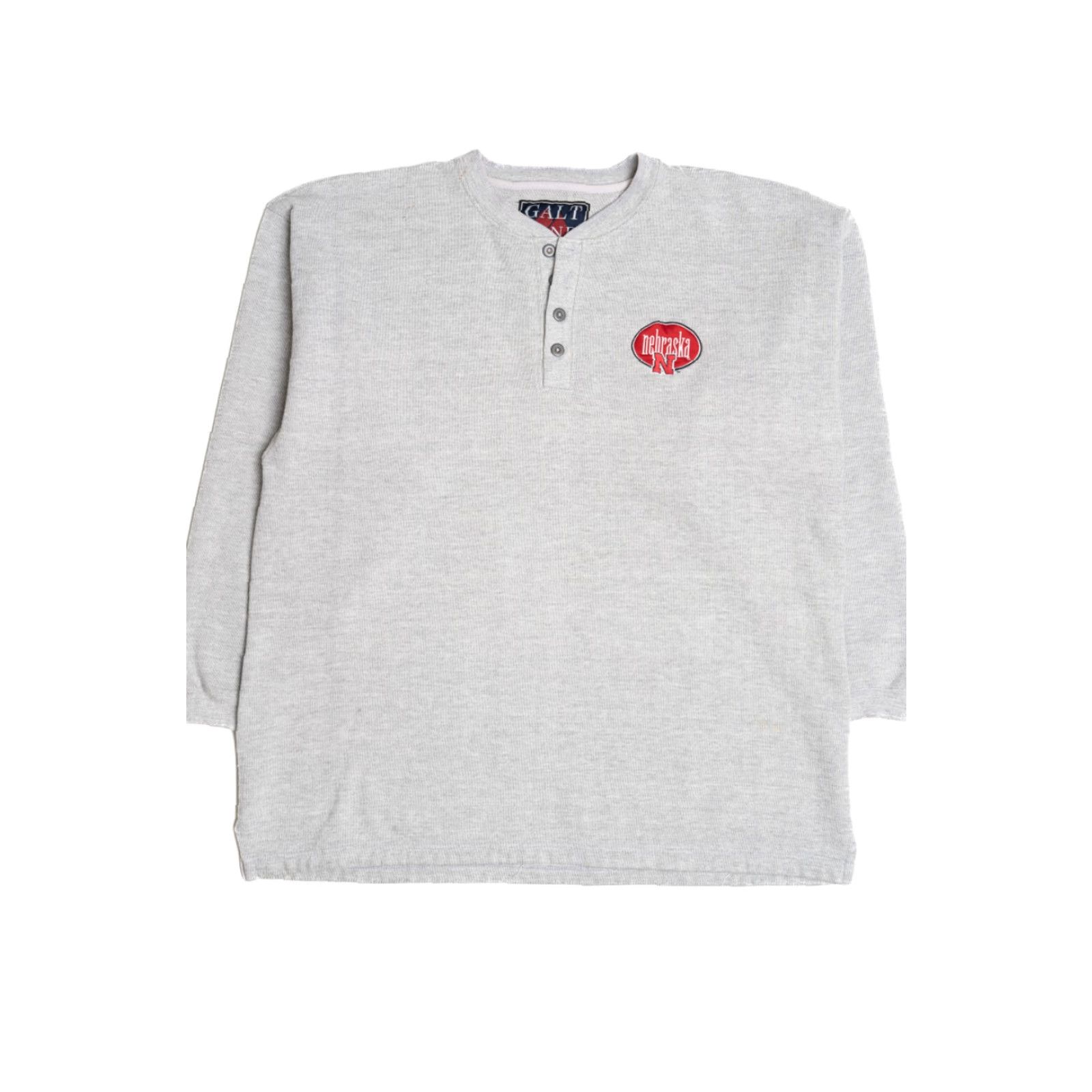 Vintage VINTAGE University of Nebraska Button Henley Sweatshirt Unisex Adults Size X-Large Grey Cotton / Polyester 1990s Galt Sand Mens/Womens Size US XL / EU 56 / 4 - 2 Thumbnail