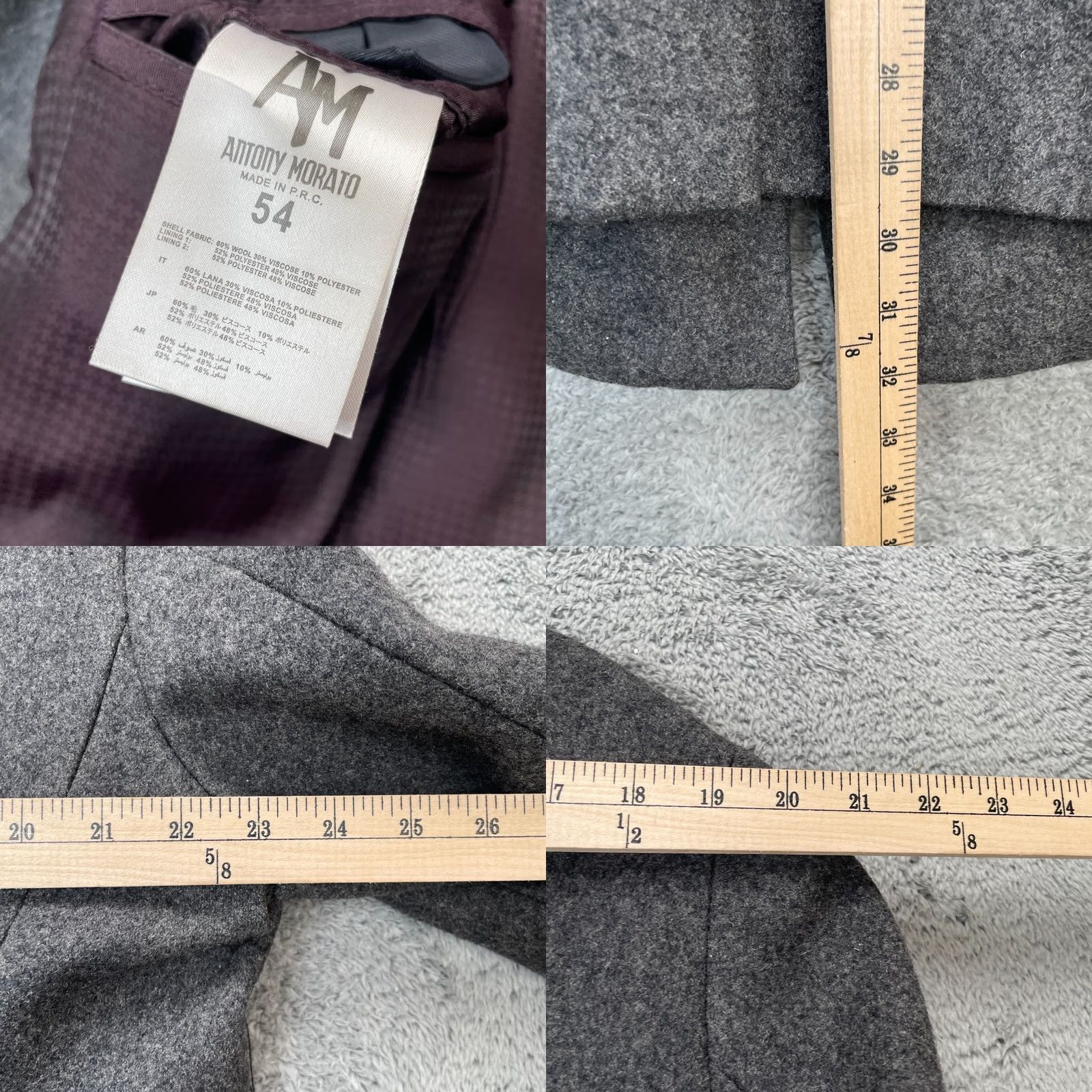 Antony Morato Antony Morato Jacket Mens 54 Gray Heathered Peacoat Wool Blend Double Breasted Size US L / EU 52-54 / 3 - 8 Thumbnail