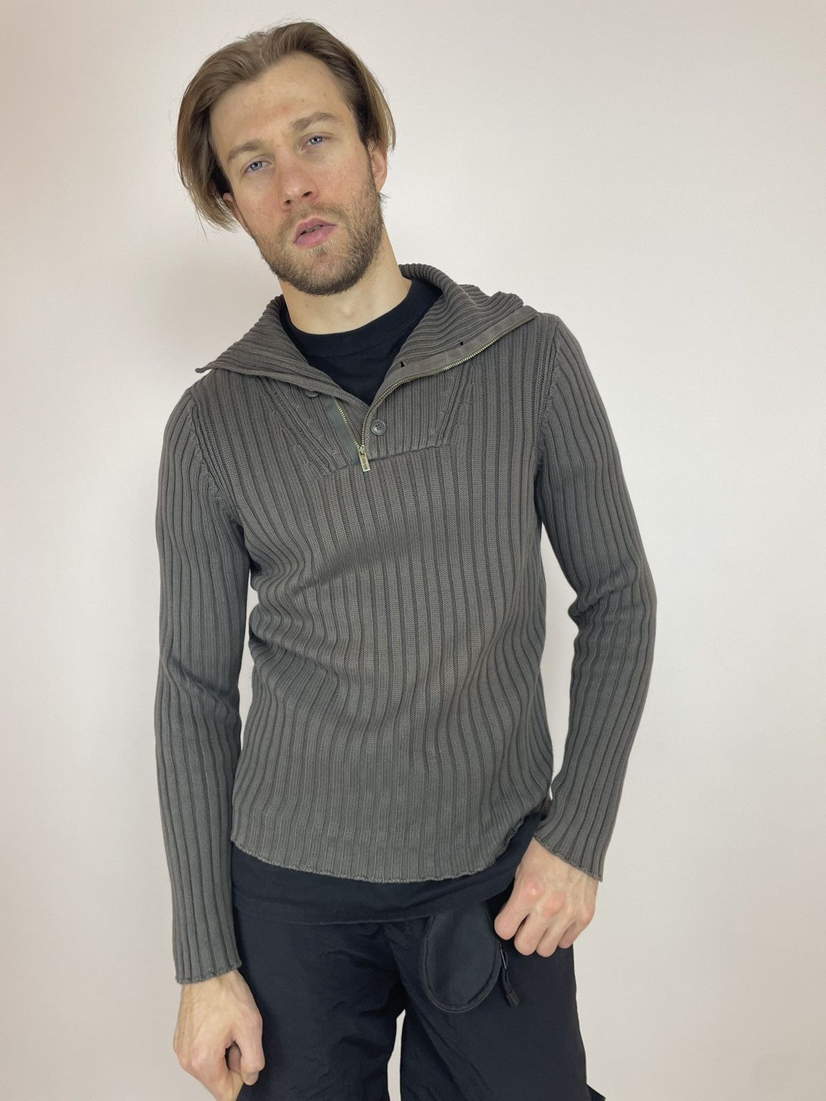 Vintage × Zara ZARA MAN Vintage Mens Military purple label ribbed sweater Size US L / EU 52-54 / 3 - 9 Thumbnail