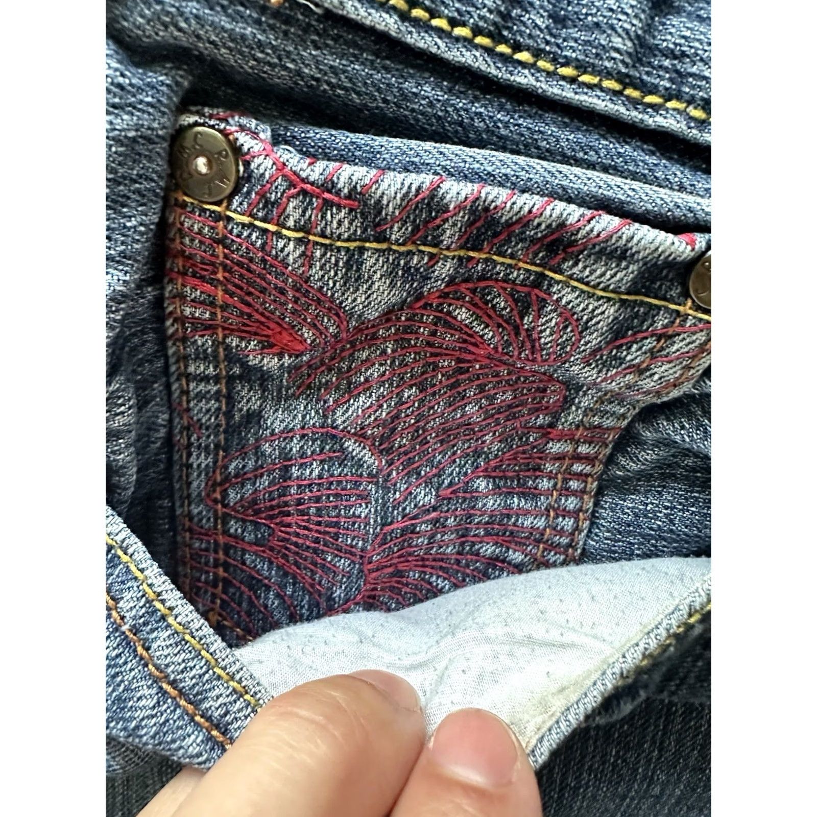 RMC Jeans VINTAGE Red Monkey Jeans Mens 5-Pocket Denim Straight Regular Blue Y2K Skater Embroidered Hip Hop Fall Spring Summer Winter 38 Mens Size US 38 / EU 54 - 6 Thumbnail
