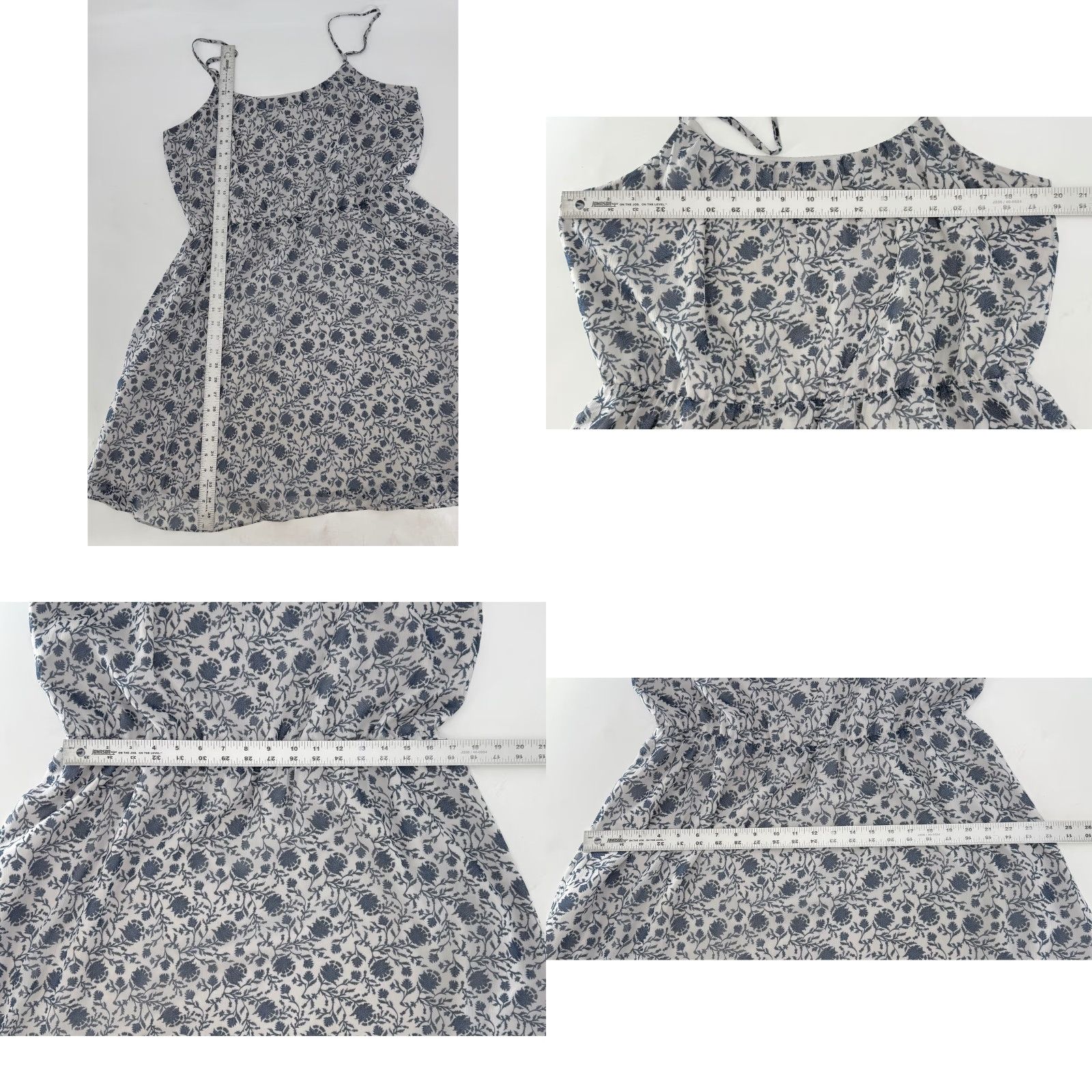 Ann Taylor Ann Taylor LOFT Floral Print Chiffon Cami Dress Sz L Lightweight Preppy Sleeveless Spring Summer Casual Womens Blue Floral Pattern Short Dress Size L / US 10 / IT 46 - 8 Thumbnail