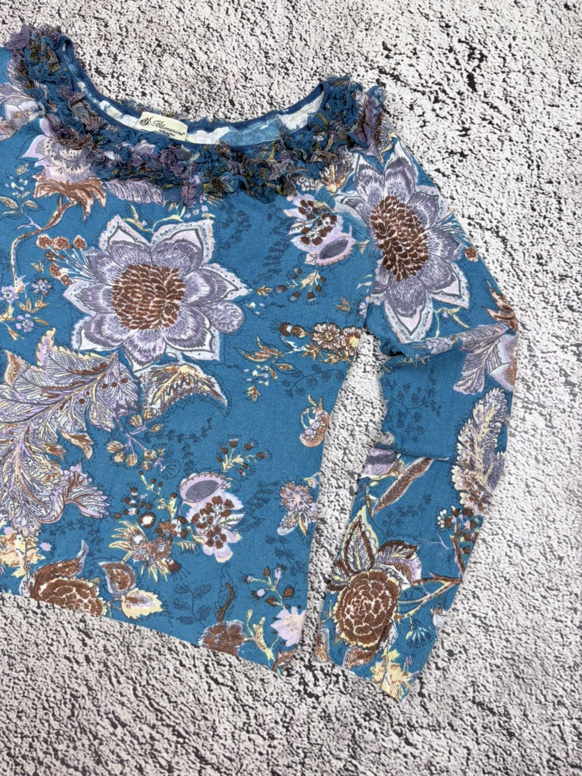 Blumarine Vintage Blumarine Y2K Floral Ruffle Wool Knit Top Size XL / US 12-14 / IT 48-50 - 3 Thumbnail