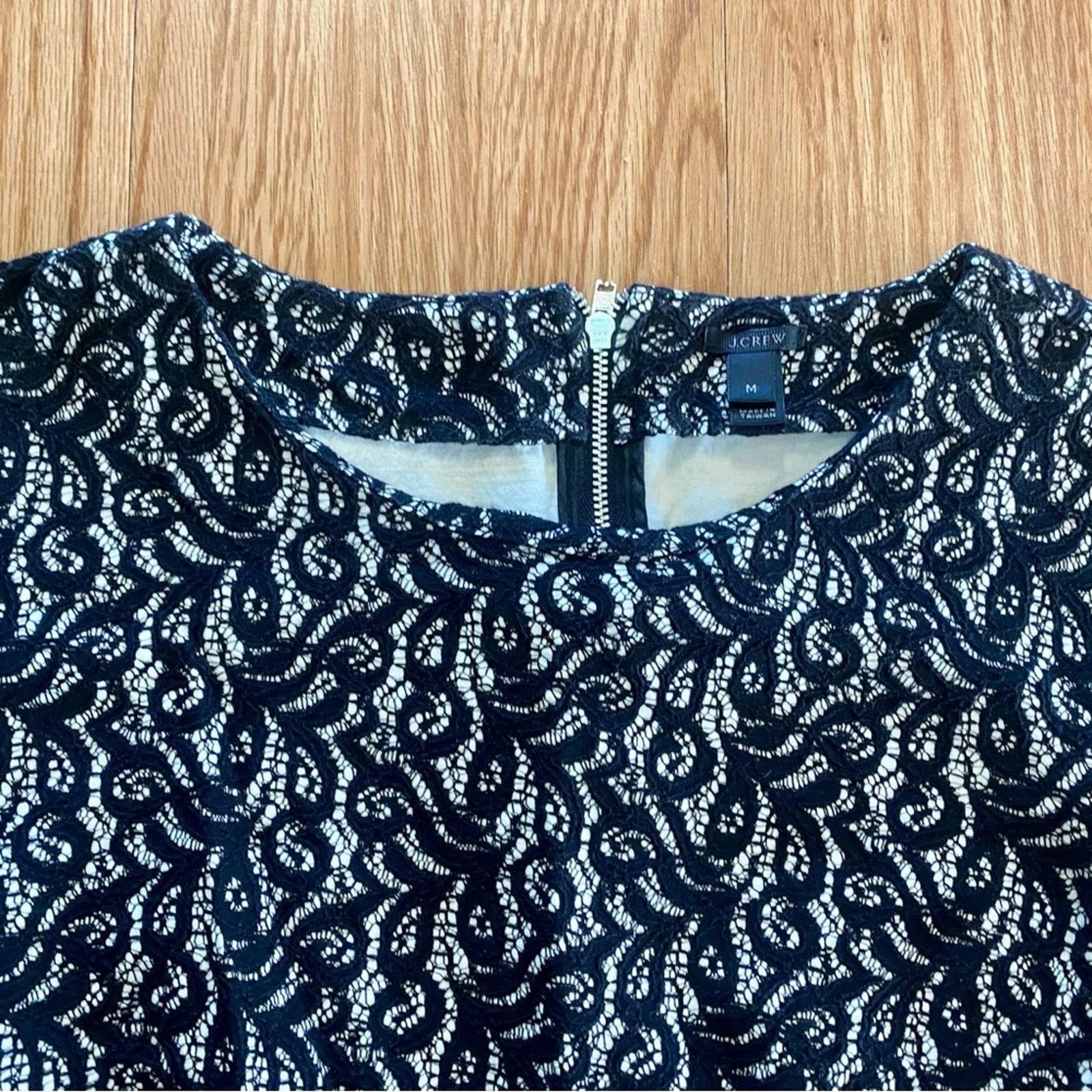 J.Crew J Crew Black Peplum Lace Blouse Top Womens Medium Size M / US 6-8 / IT 42-44 - 6 Thumbnail