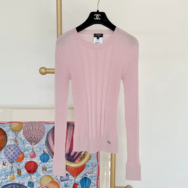 Chanel Chanel Pink Knitted Long Sleeve Top- DMC Size US S / EU 44-46 / 1 - 1 Thumbnail