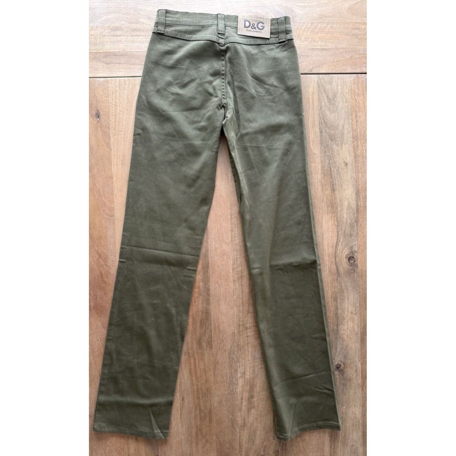Dolce & Gabbana VINTAGE Dolce&Gabbana Slim Straight Pants Womens 26x31 Green Chino Logo Zipper Pocket Casual City 90s Mens Women Girls Size 26" / US 2 / IT 38 - 2 Thumbnail