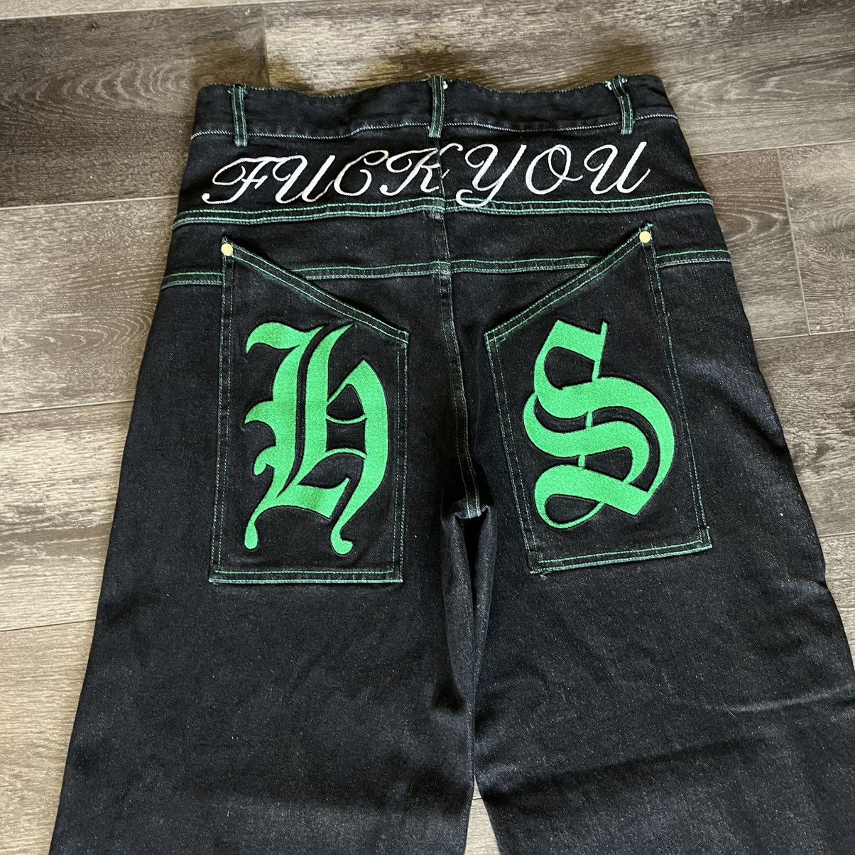 Haunted Starbucks Haunted Starbucks Fuck You Baggy Denim Jeans Green Sz Small Size US 32 / EU 48 - 3 Thumbnail