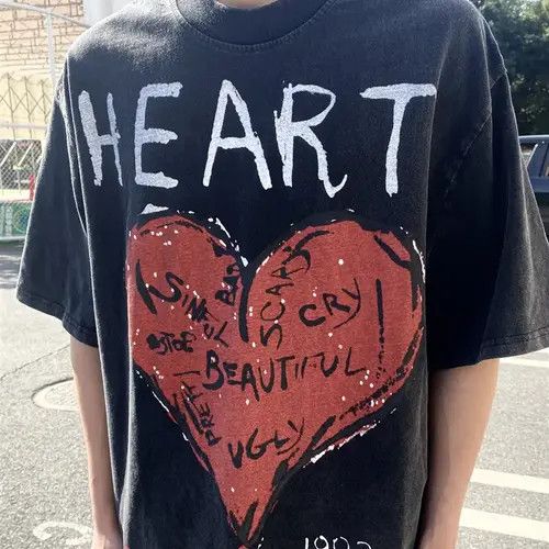 Other Street Retro Heart Print Loose Short Sleeve T-Shirt Size US M / EU 48-50 / 2 - 3 Thumbnail