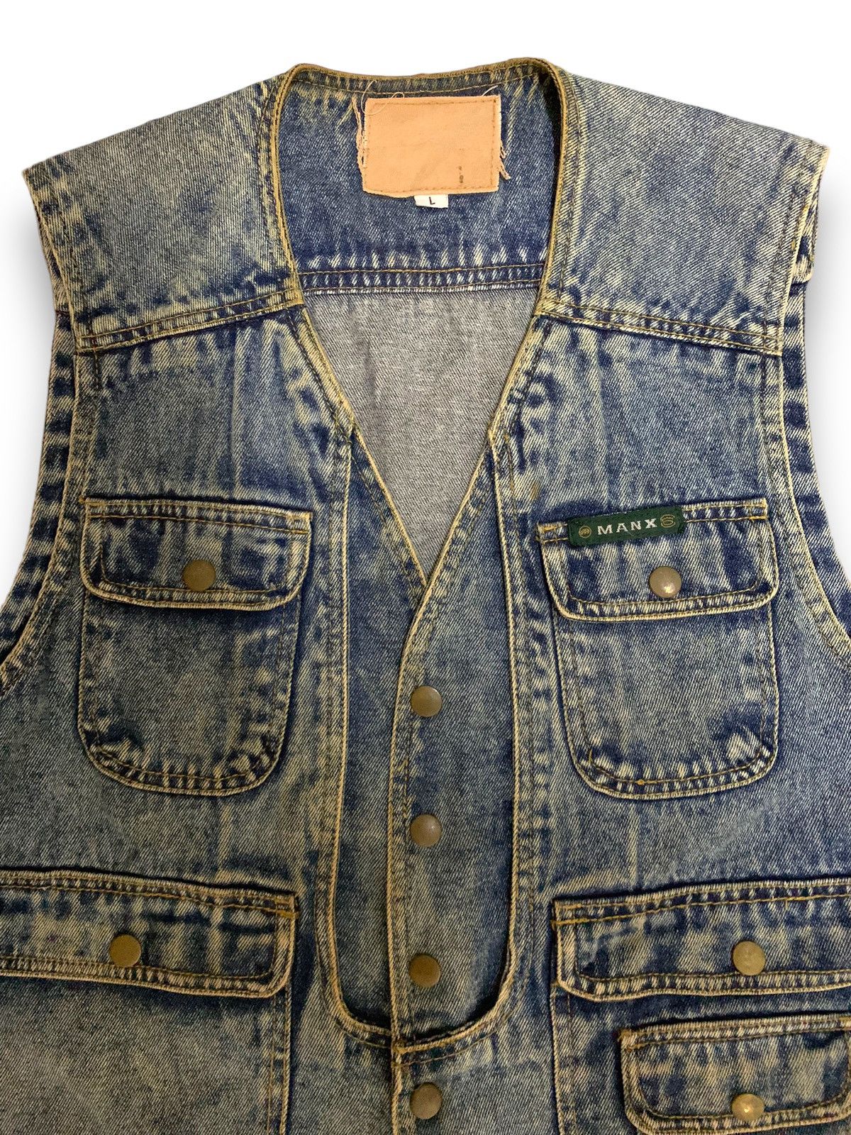 Hysteric Glamour Vintage Japanese Manx Tactical Biker/Trucker Denim Vest Size US M / EU 48-50 / 2 - 6 Thumbnail