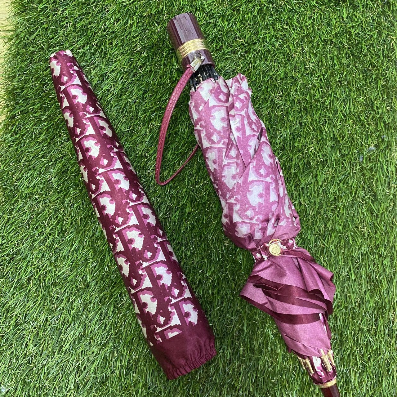 Christian Dior Monsieur Dior Vintage Umbrella Japan Oblique CD Gold Accent 80s Size ONE SIZE - 2 Thumbnail