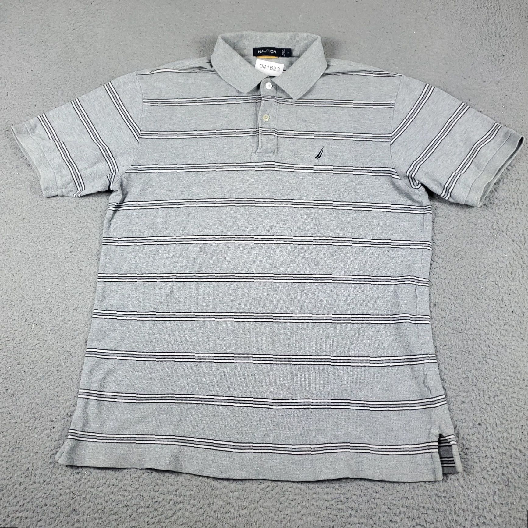 Nautica Nautica Polo Shirt Mens Medium Gray Striped Casual Short Sleeve Size US M / EU 48-50 / 2 - 3 Thumbnail