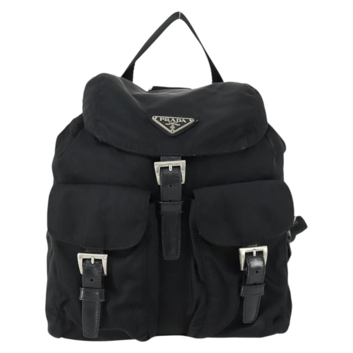 Prada Prada Vela Double Front Pocket Backpack Tessuto with Saffiano Leather Size ONE SIZE - 1 Thumbnail