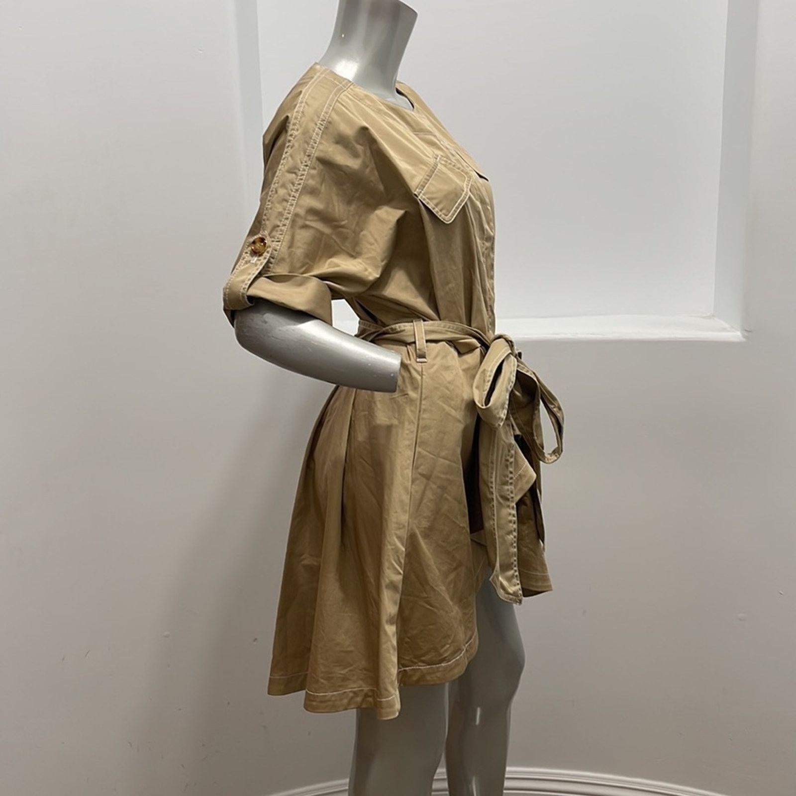 Badgley Mischka Badgley Mischka Belted Khaki Jacket Dress 3/4 Sleeve Size 6 Size M / US 6-8 / IT 42-44 - 6 Thumbnail