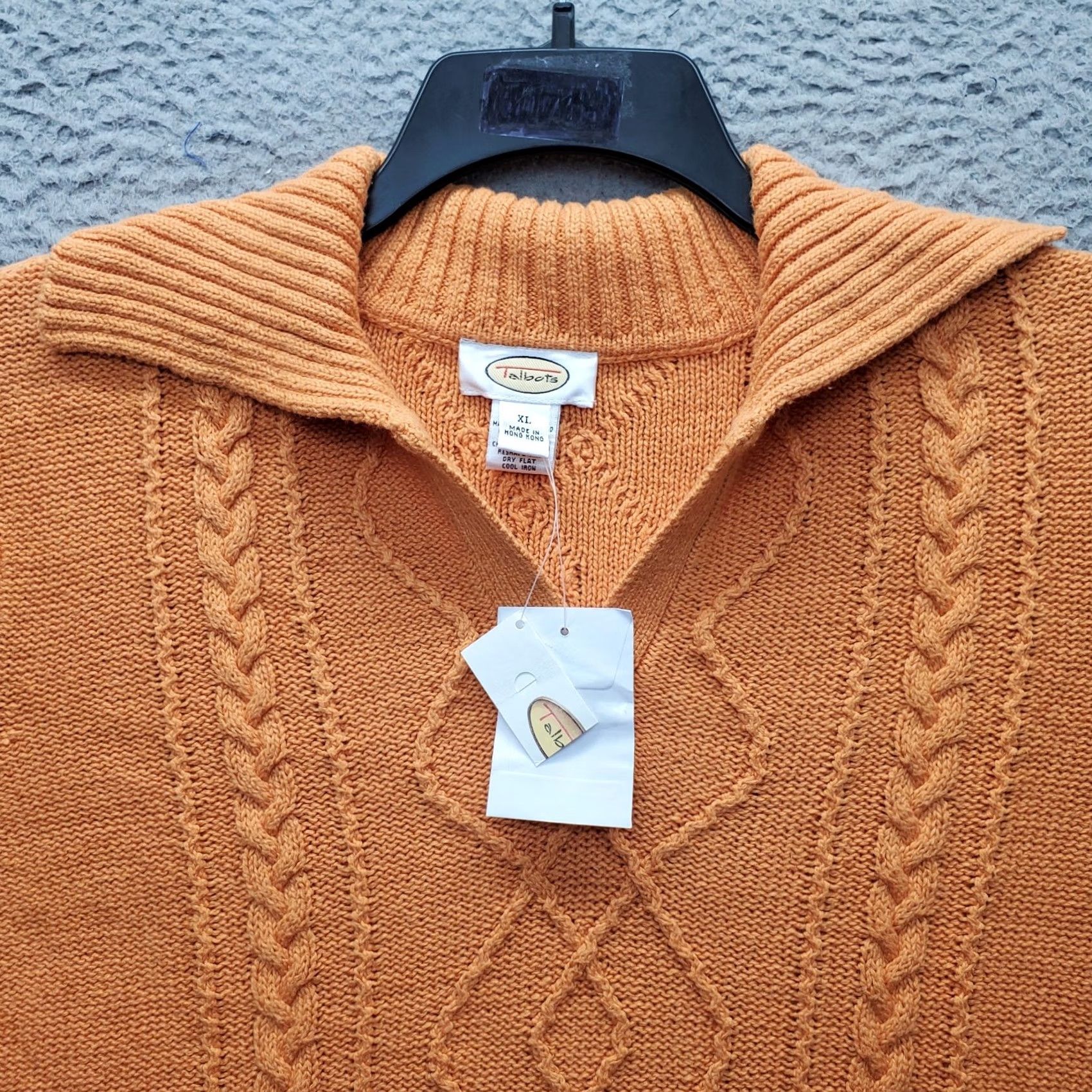 Talbots VINTAGE Talbots Sweater Womens XL Orange Cable-Knit V-Neck Pullover NOS Size XL / US 12-14 / IT 48-50 - 7 Thumbnail