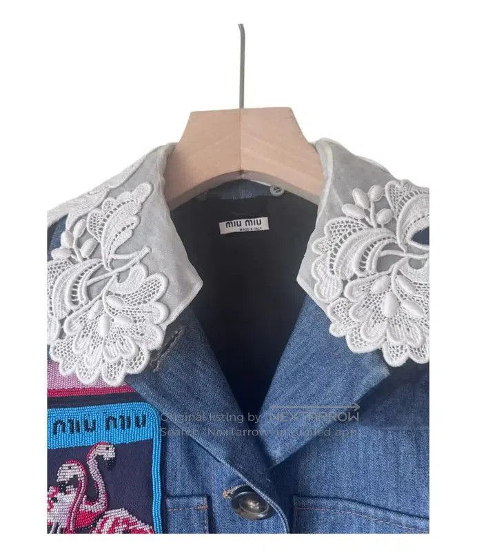Miu Miu Miu Miu Embroidered Denim Jacket for Women . Size M / US 6-8 / IT 42-44 - 5 Thumbnail