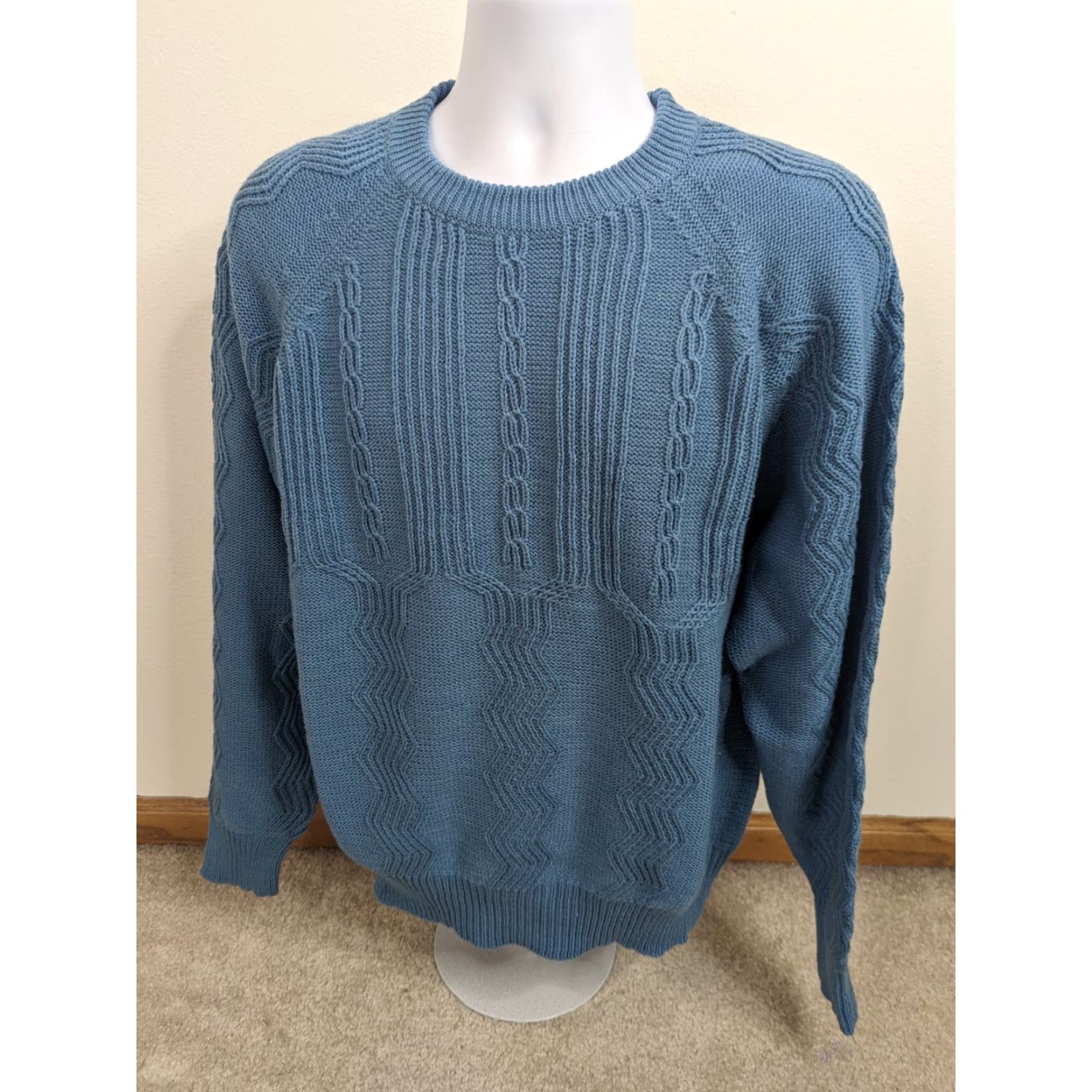 Sears VINTAGE Sears The Mens Store Sweater Pullover Knit Blue Size XL Men Crew Neck Long Sleeve Plaid 80s 90s Grunge Made USA Mens Size US XL / EU 56 / 4 - 2 Thumbnail