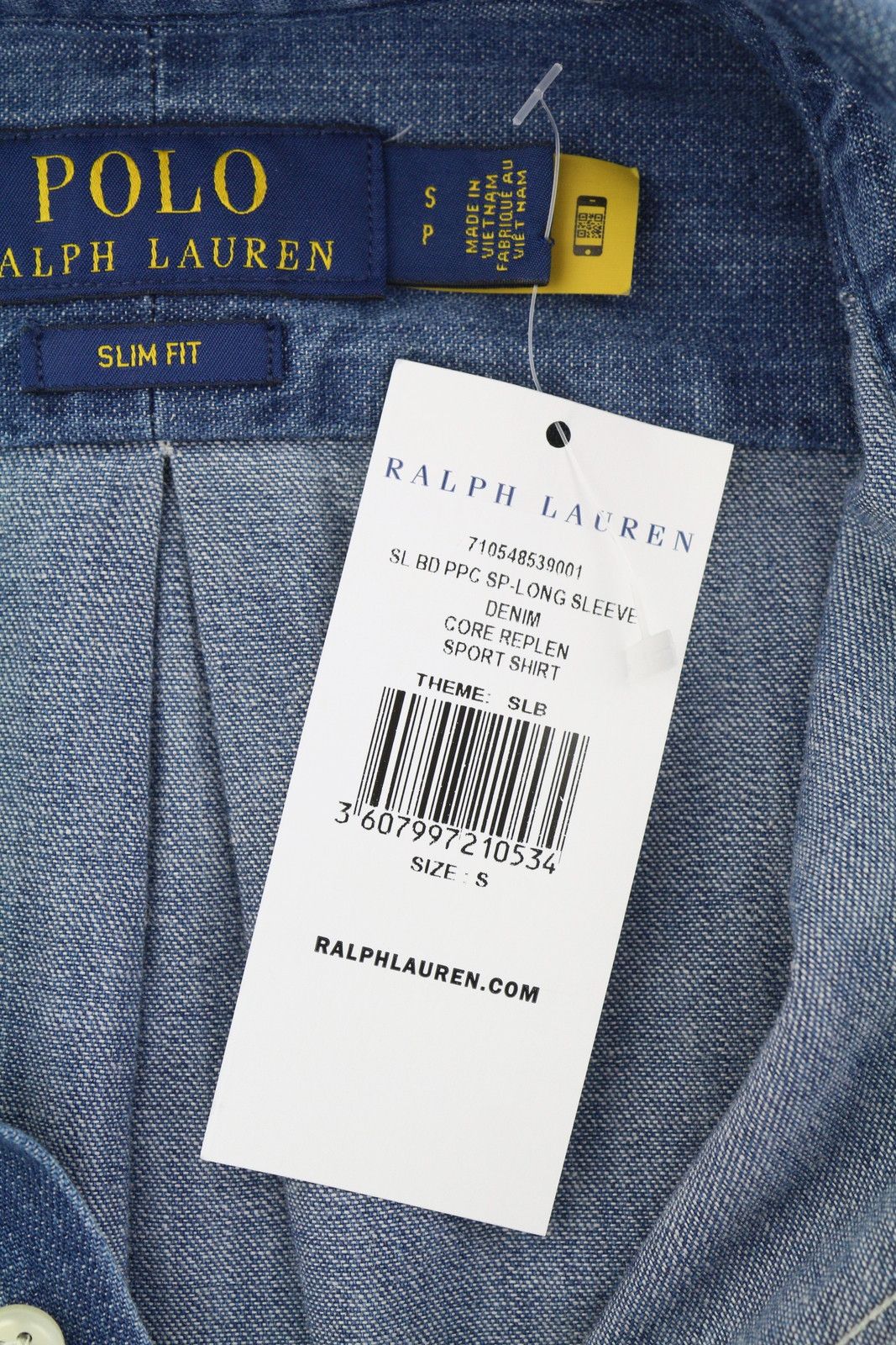 Ralph Lauren CORE REPLEN S Blue Denim Button Down Slim Shirt 86994 Size US S / EU 44-46 / 1 - 7 Thumbnail