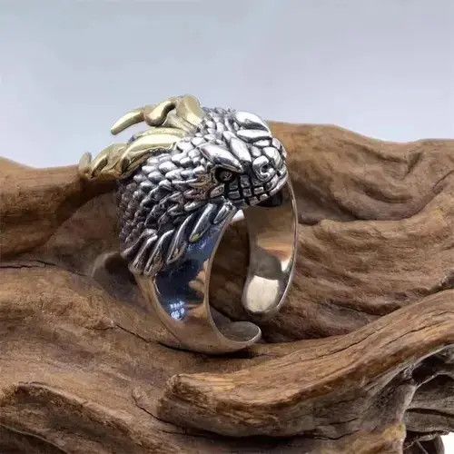 VIBE Silver Color Horn Dragon Rings Size ONE SIZE - 3 Thumbnail