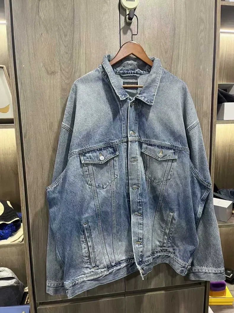 Balenciaga Balenciaga Back Tape Logo Printed Denim Jacket Size US XL / EU 56 / 4 - 2 Thumbnail