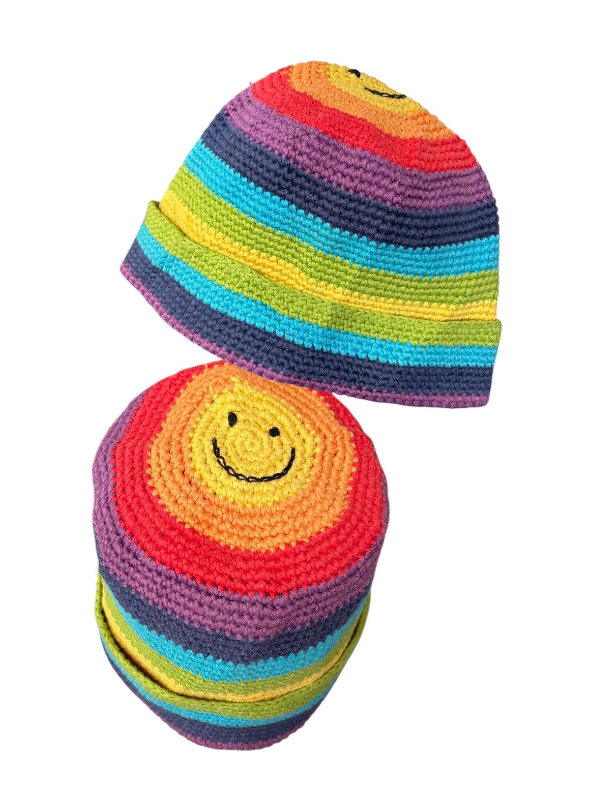 Japanese Brand × Kapital × Vintage Ispired by Kapital Smile Crochet Knitted handmade Hats🌈🎌☠️ Size ONE SIZE - 1 Thumbnail