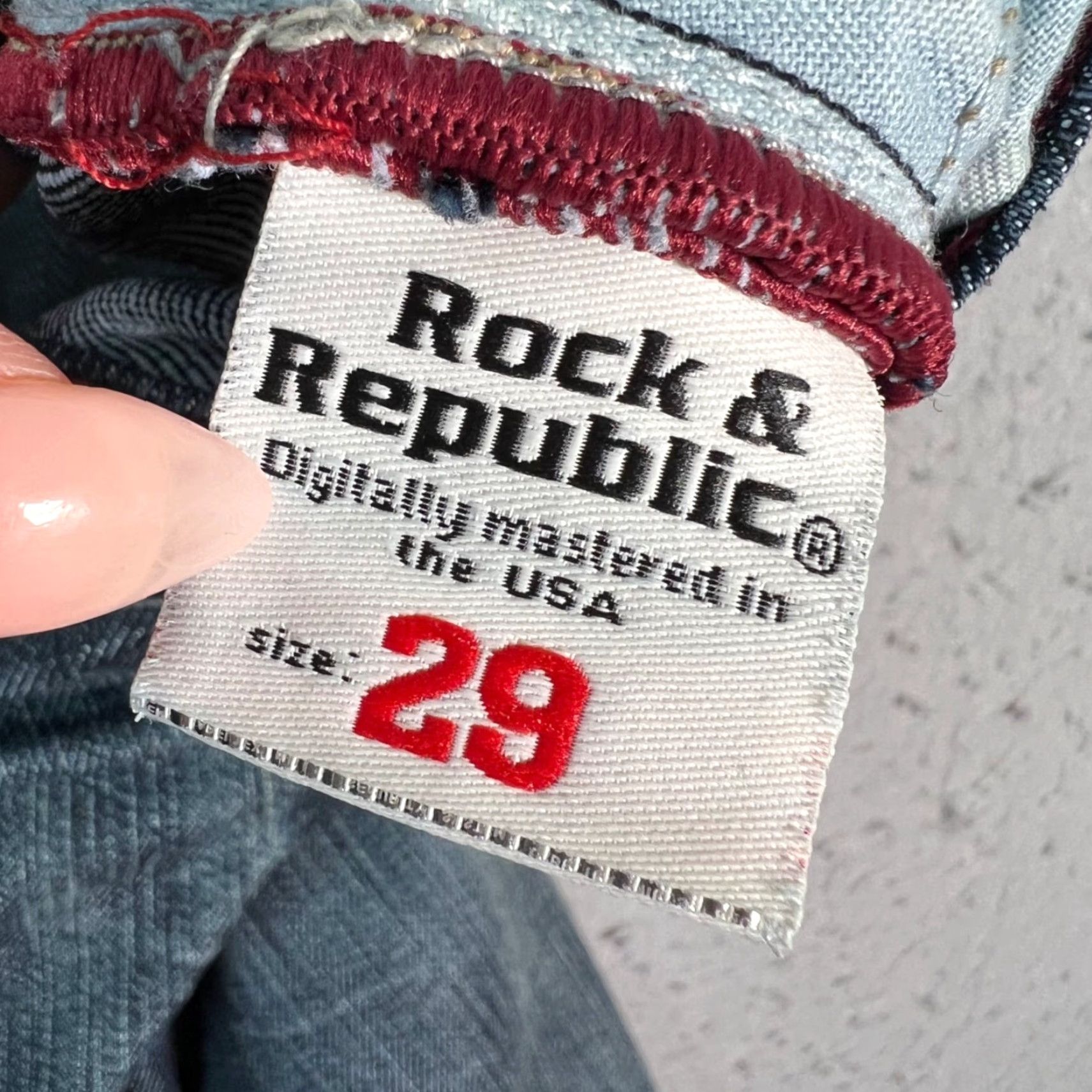 Vintage Rock & Republic Jeans Bootcut Womens 29 Distressed Dark Wash Denim Blue Regular 5-Pocket Inseam 30 Jeans Mens Womens Size 24" / US 00 / IT 34 - 4 Thumbnail