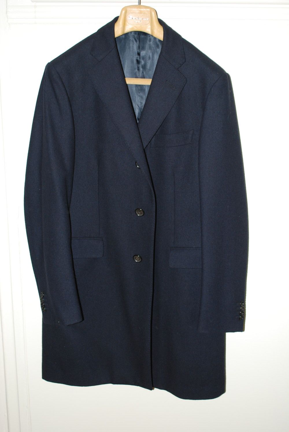 image of Caruso Overcoat In Navy Blue Wool - 50 Eu, Men's (Size Medium)
