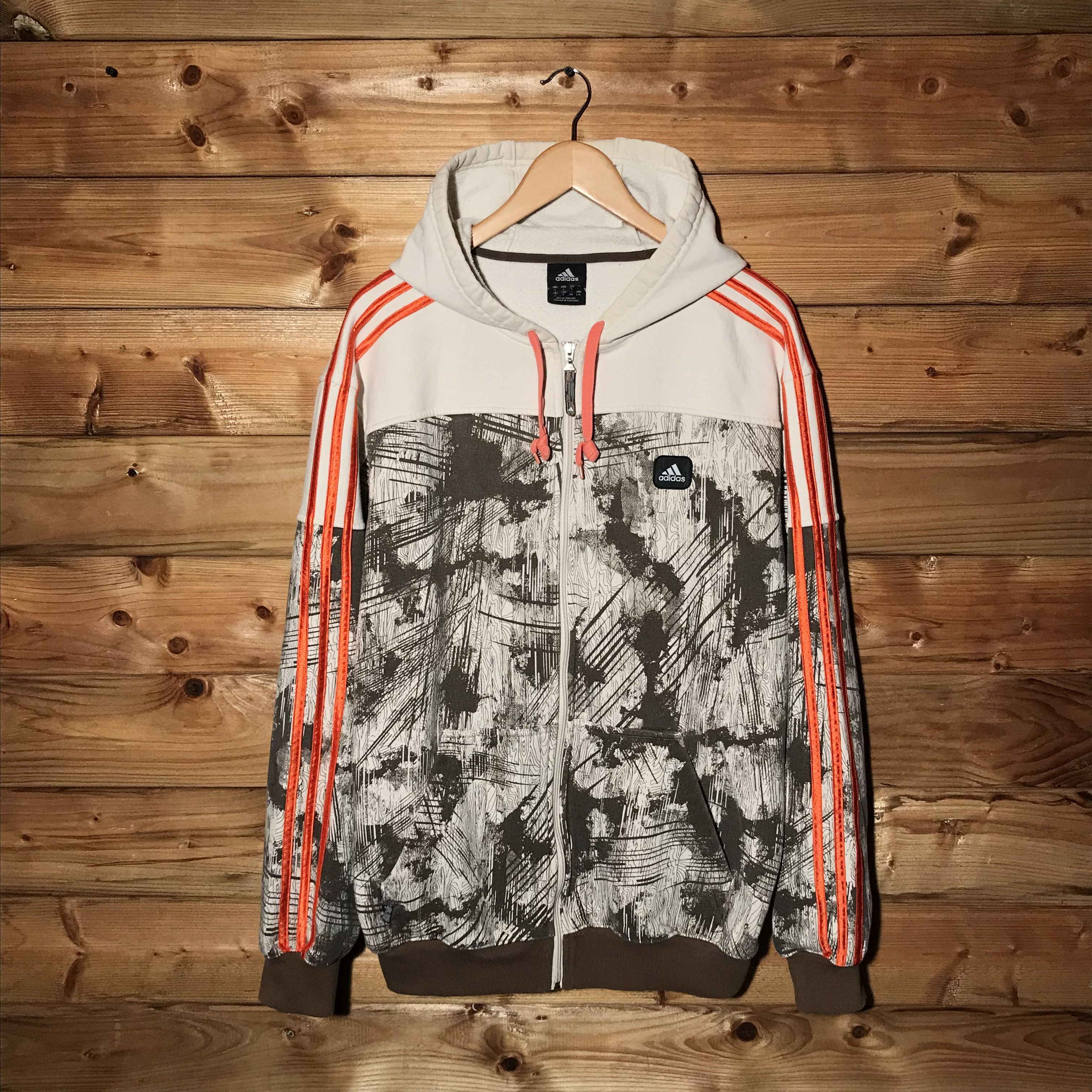 image of Sample Adidas Sacrifice Fz Satin Striped Camo Zip Hoodie in Brown, Men's (Size Large)