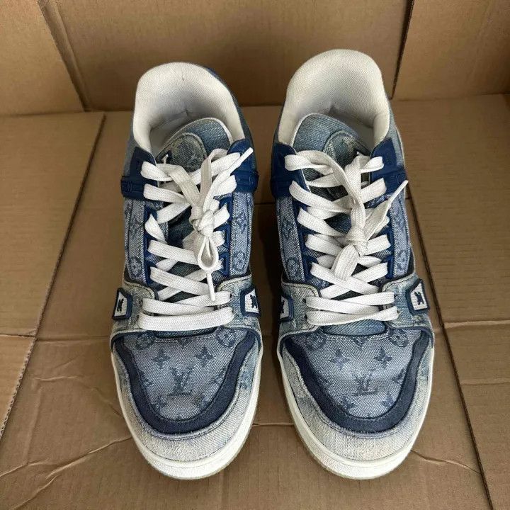 Louis Vuitton Louis Vuitton Blue Denim Low-Top Trainers -2508 Size US 7.5 / EU 40-41 - 2 Thumbnail