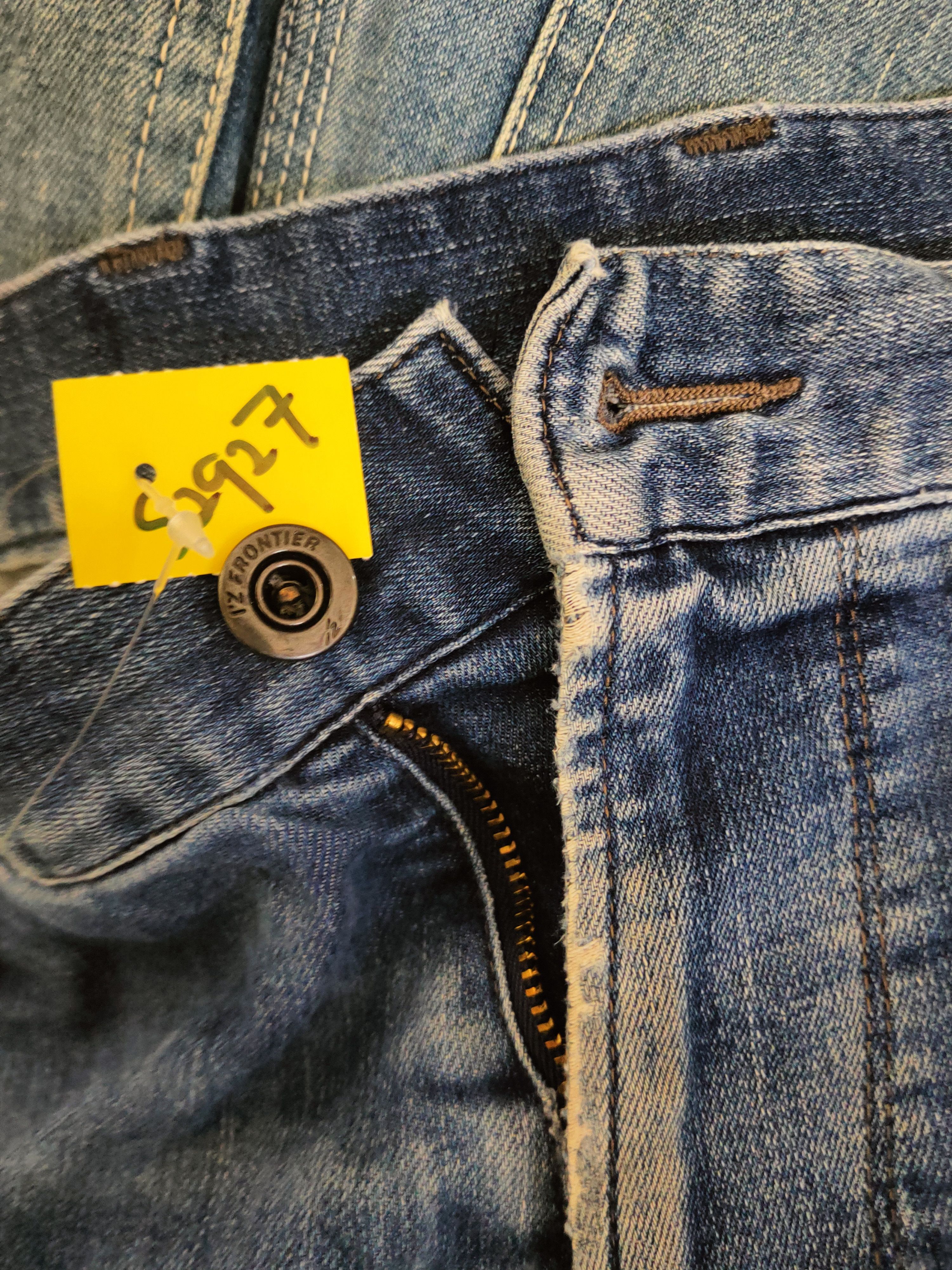 Japanese Brand I'z Frontier Blue Distressed Ripped Jeans #S2927 Size US 35 - 20 Thumbnail